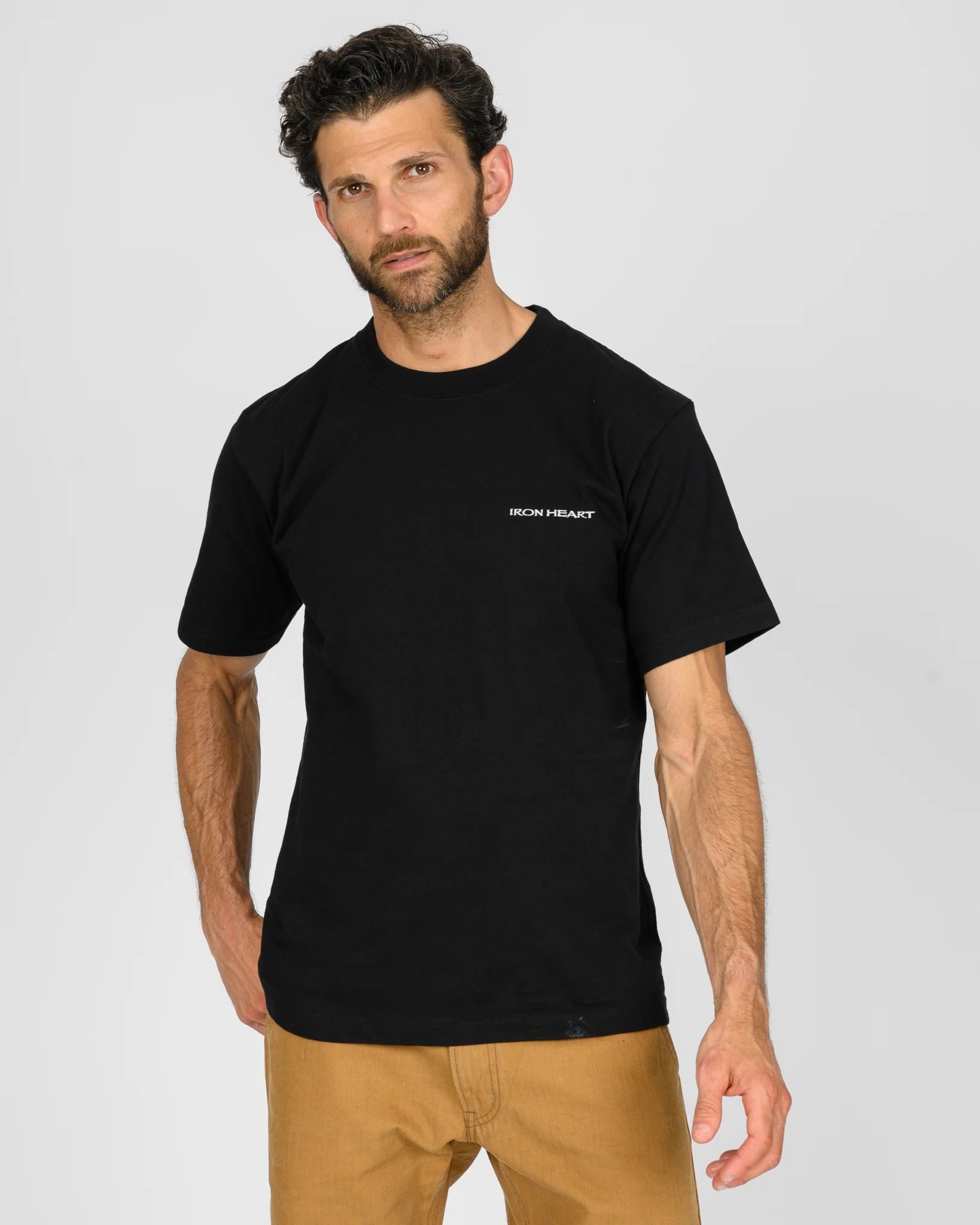 IHT-666-BLK 7.5OZ PRINTED LOOPWHEEL CREW NECK T-SHIRT - BLACK
