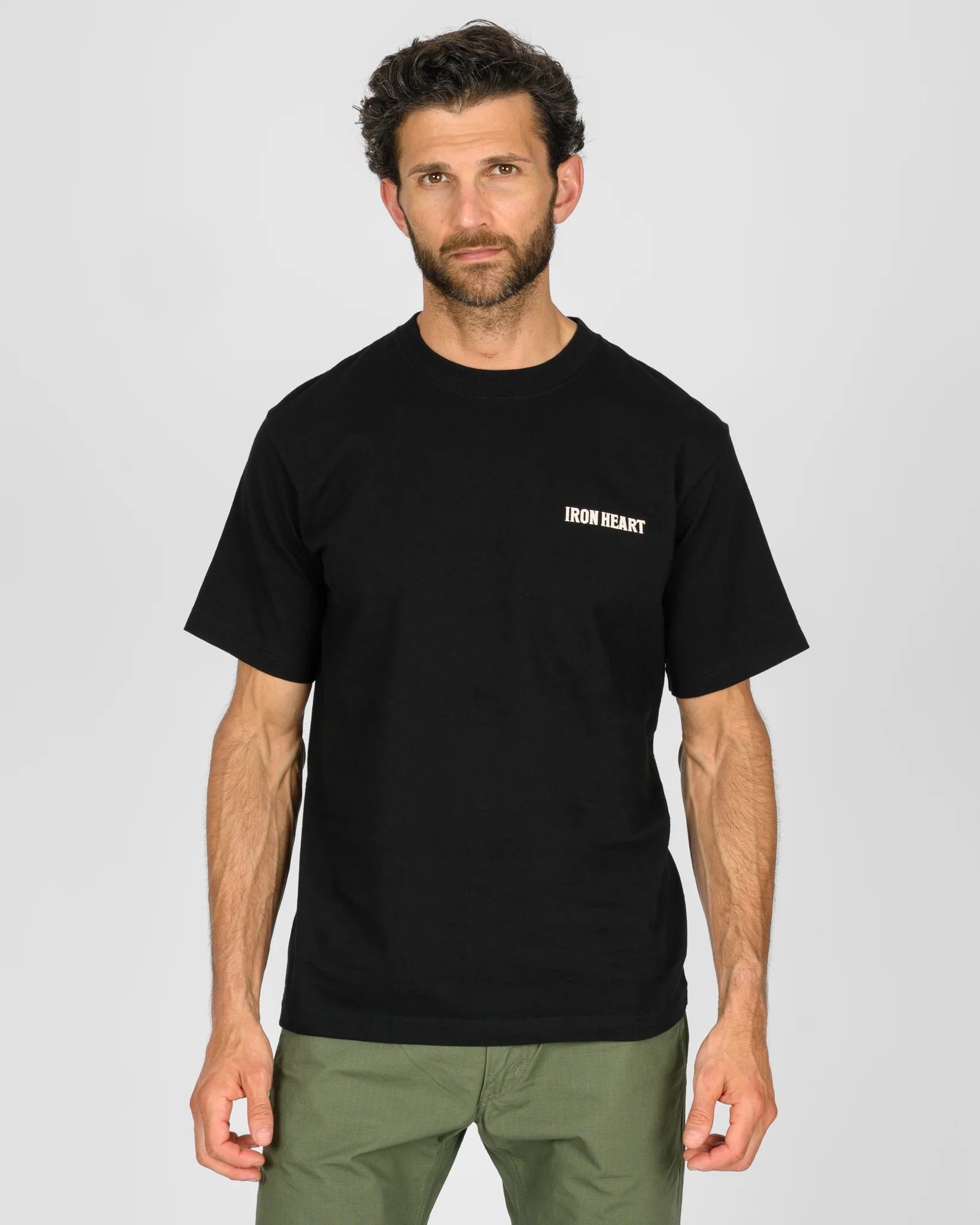 IHT-634-BLK 7.5OZ PRINTED LOOPWHEEL CREW NECK T-SHIRT - BLACK