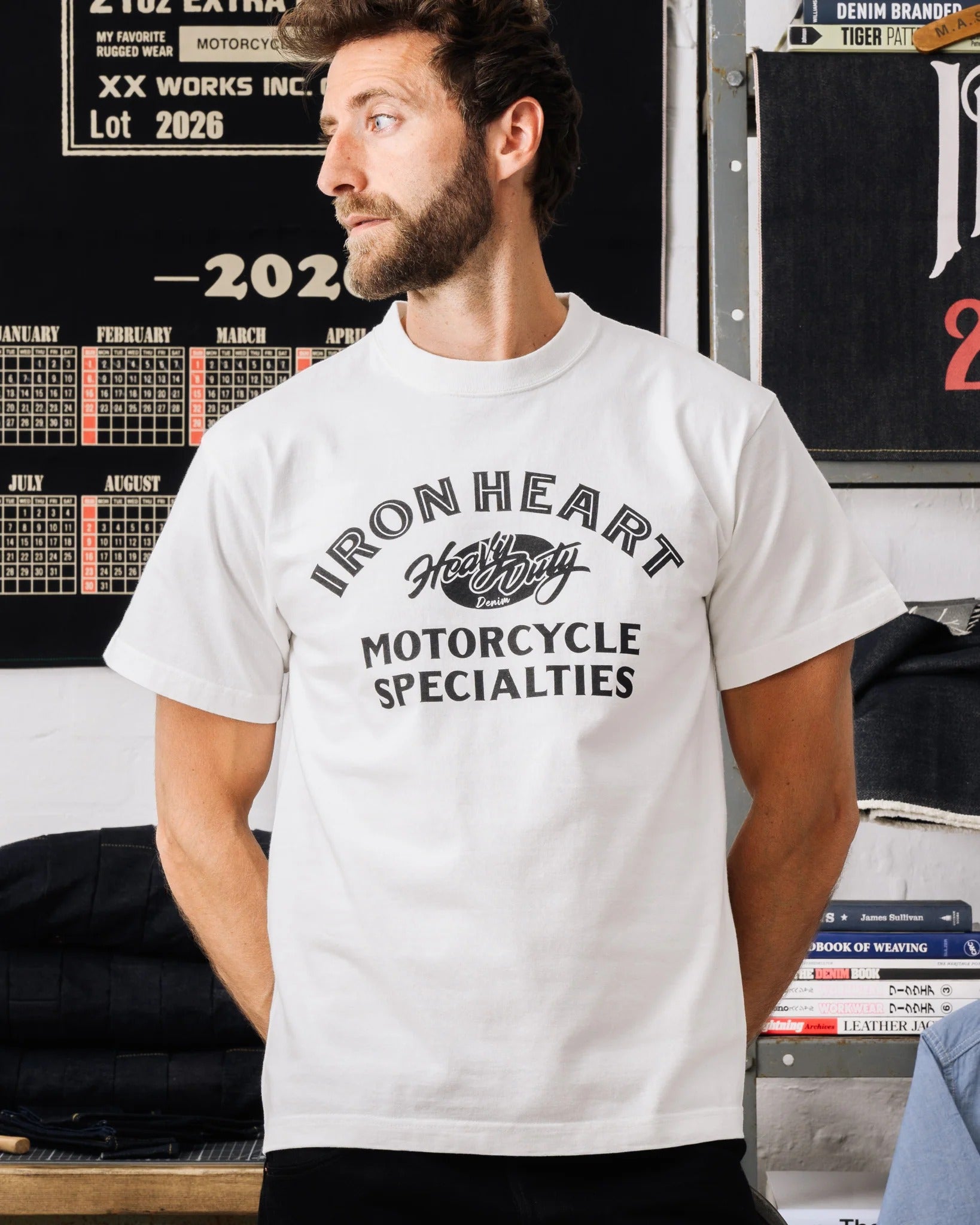 IHT-2602-WHT 7.5OZ PRINTED LOOPWHEEL CREW NECK T-SHIRT - WHITE