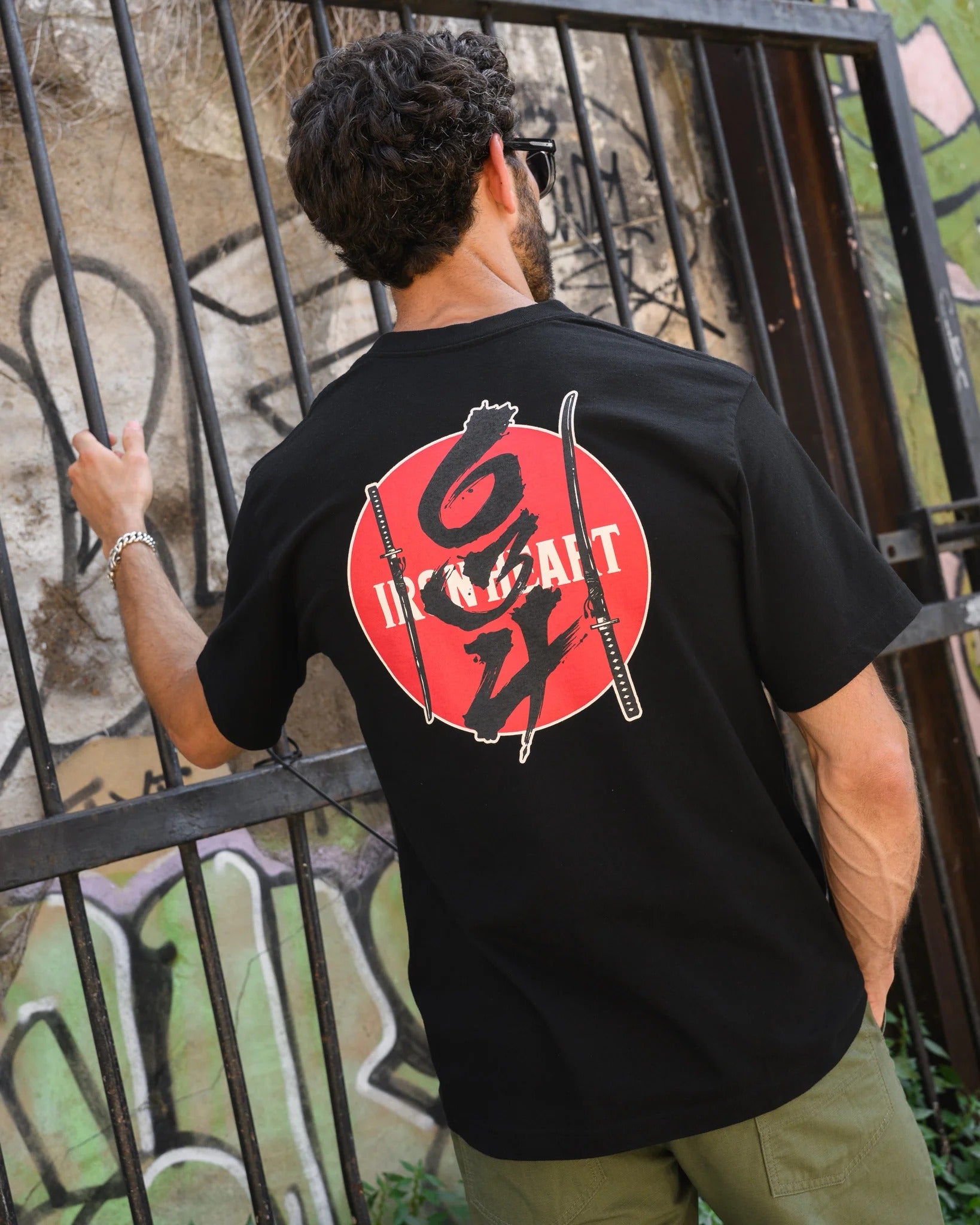 IHT-634-BLK 7.5OZ PRINTED LOOPWHEEL CREW NECK T-SHIRT - BLACK