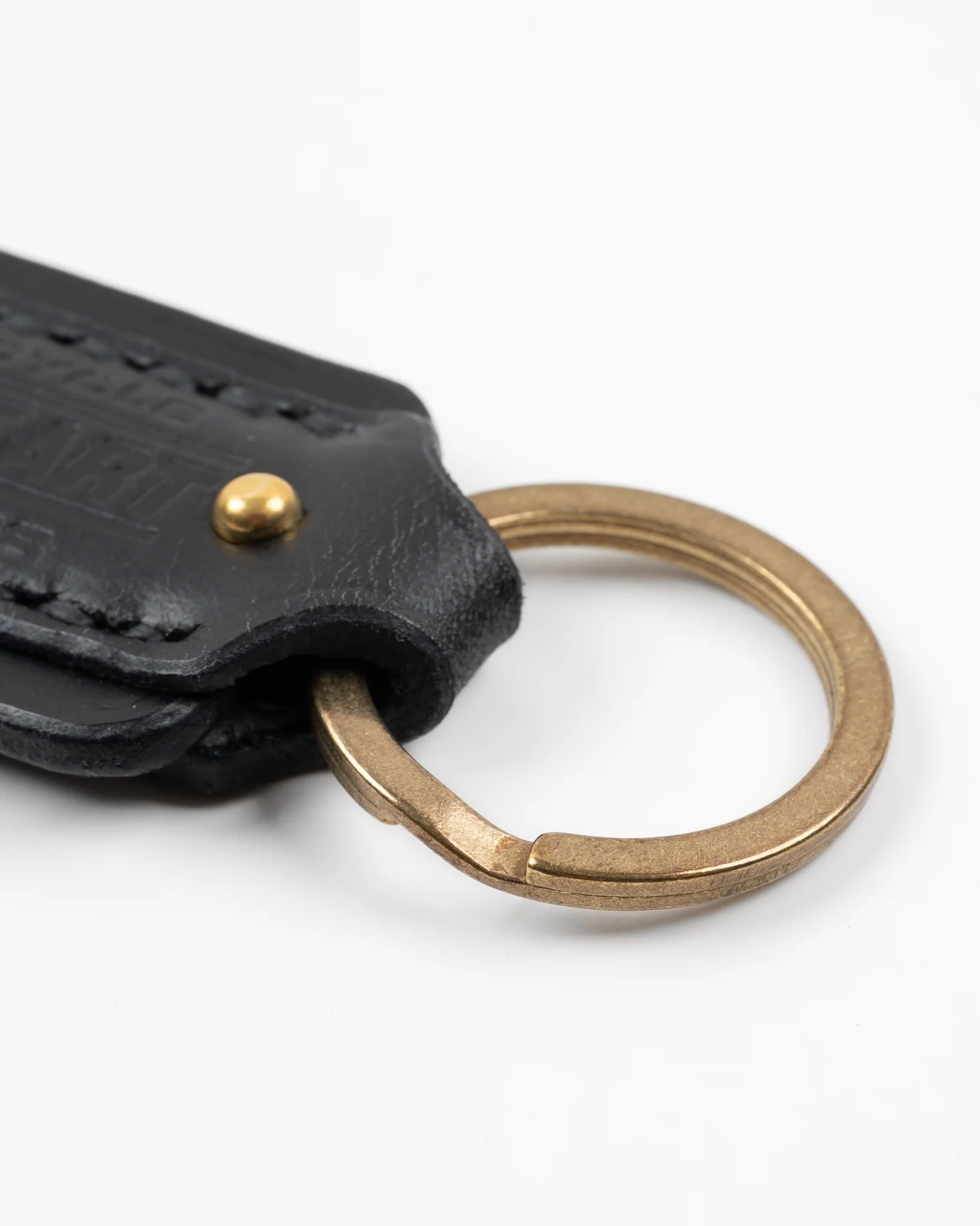 IHG-067 Buttero Leather Key Ring w/Embossed Iron Heart Logo - BLACK
