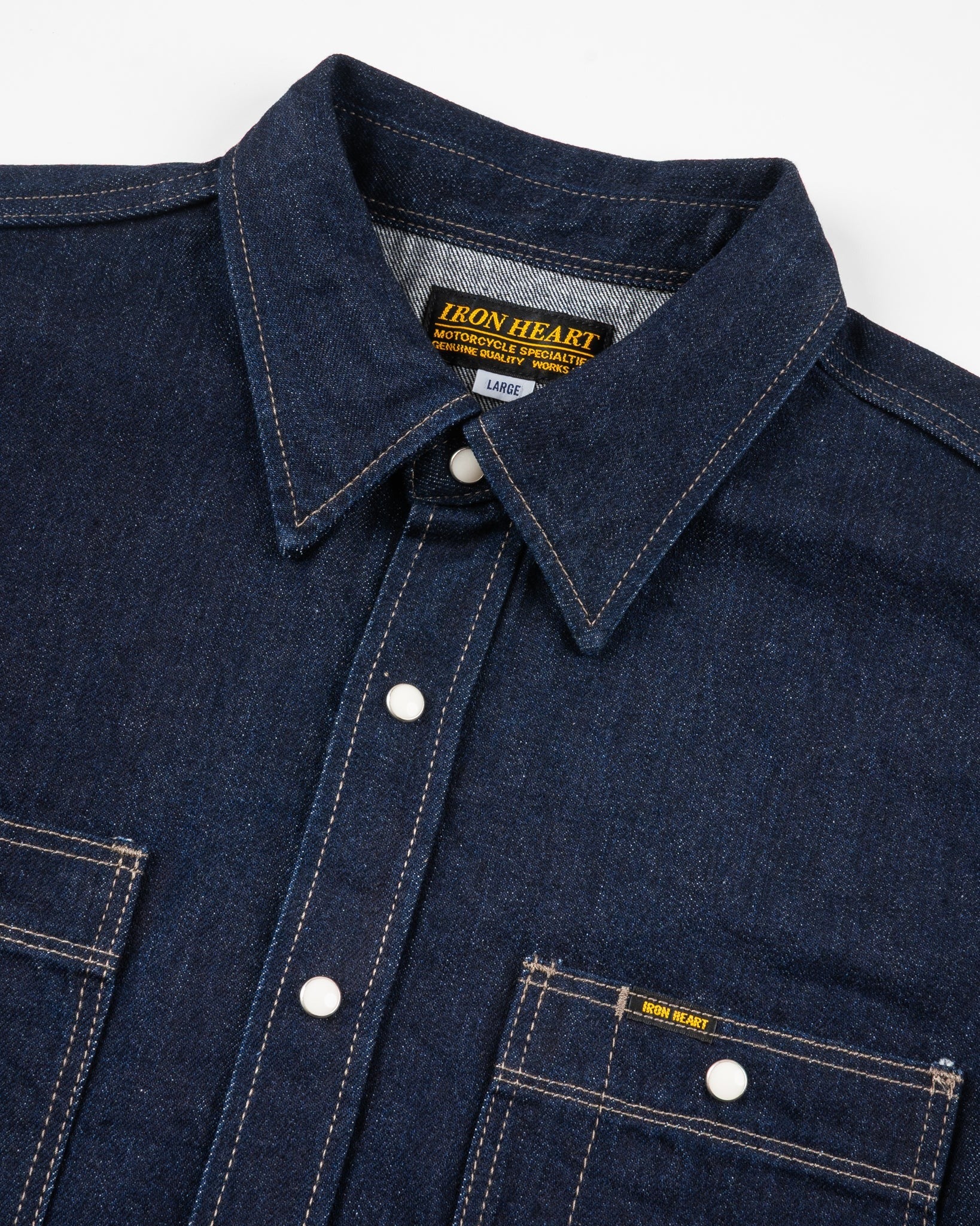 IHSH-326-IND 12OZ SELVEDGE DENIM WORK SHIRT WITH SNAPS - INDIGO
