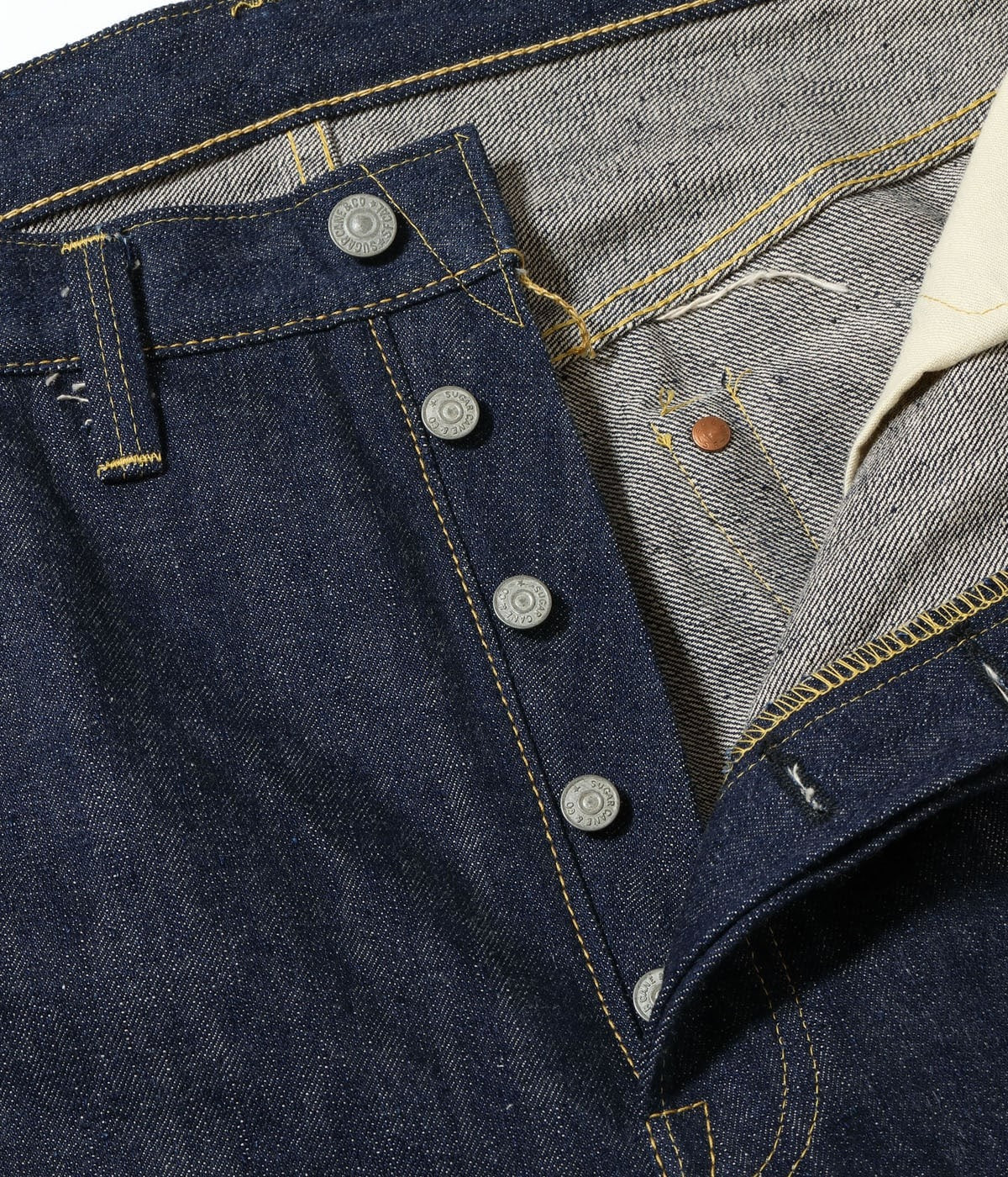 SC49001 SUGAR CANE Super “Denim” Collectibles #01 14oz. BLUE DENIM WAIST OVERALLS “S1945” MODEL - INDIGO