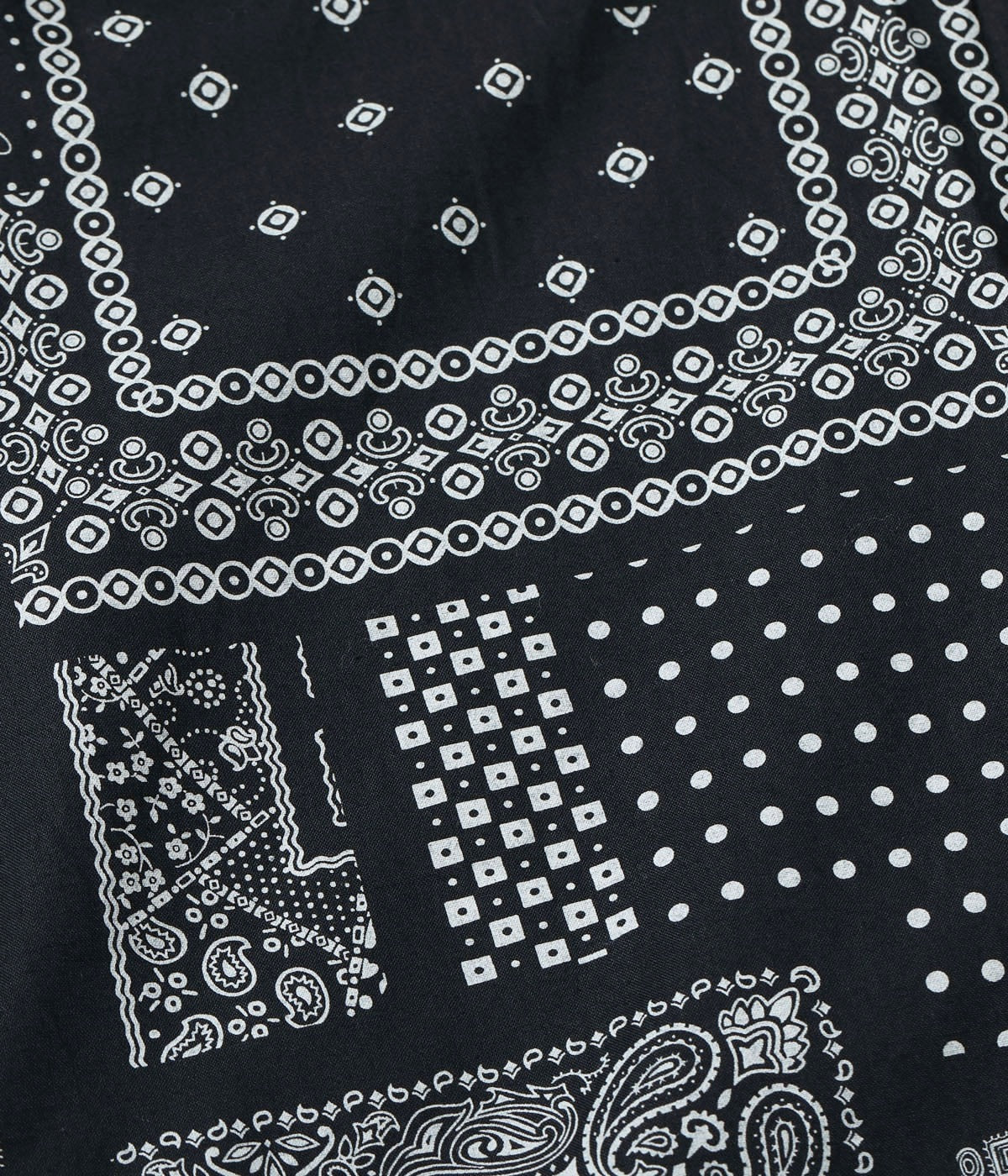 SC39465 NATIVE AMERICAN BANDANA PATCHWORK PRINT OPEN SHIRT - BLACK