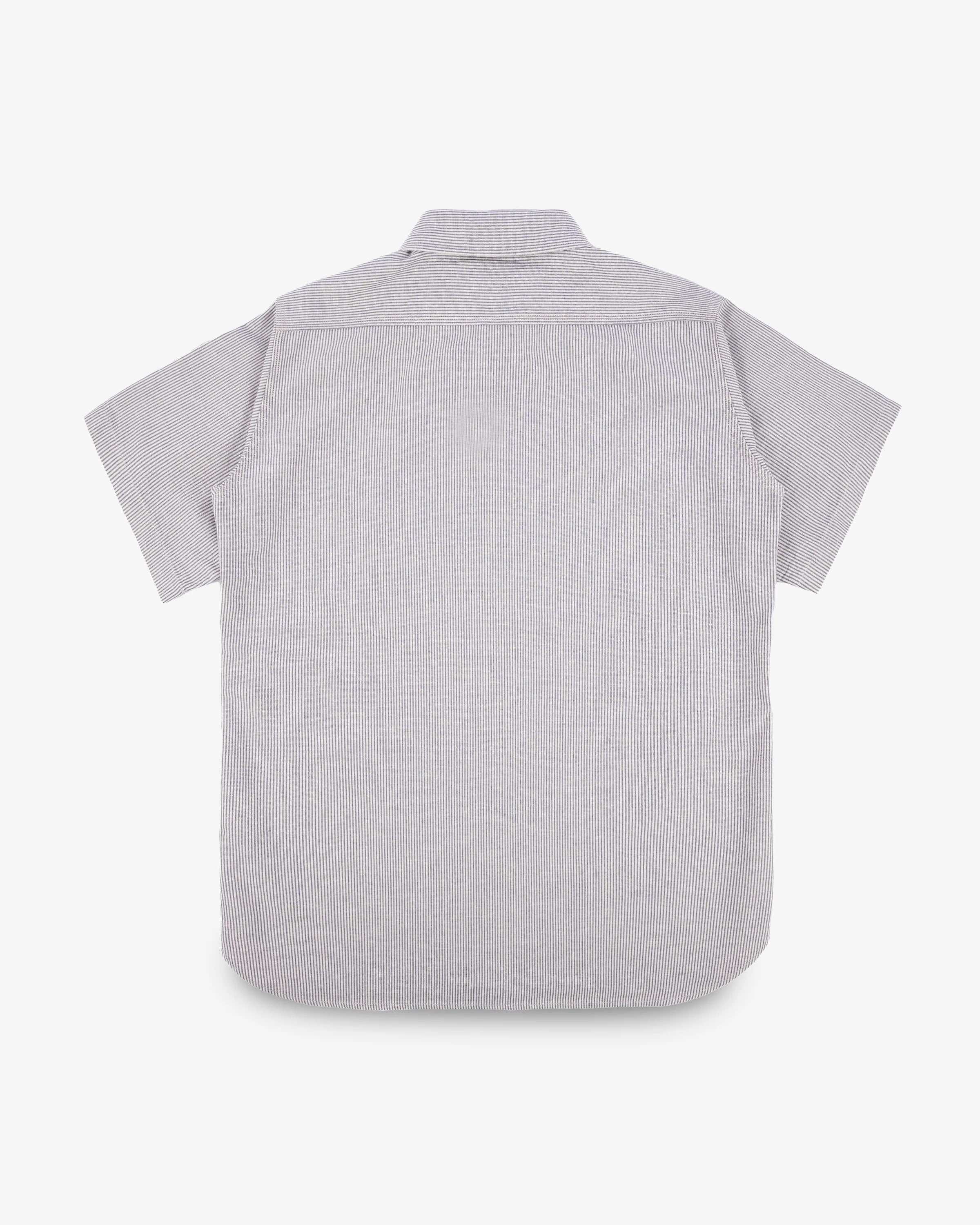 IHSH-420 5oz Selvedge Ox Cloth Short Sleeved Work Shirt - HICKORY STRIPE