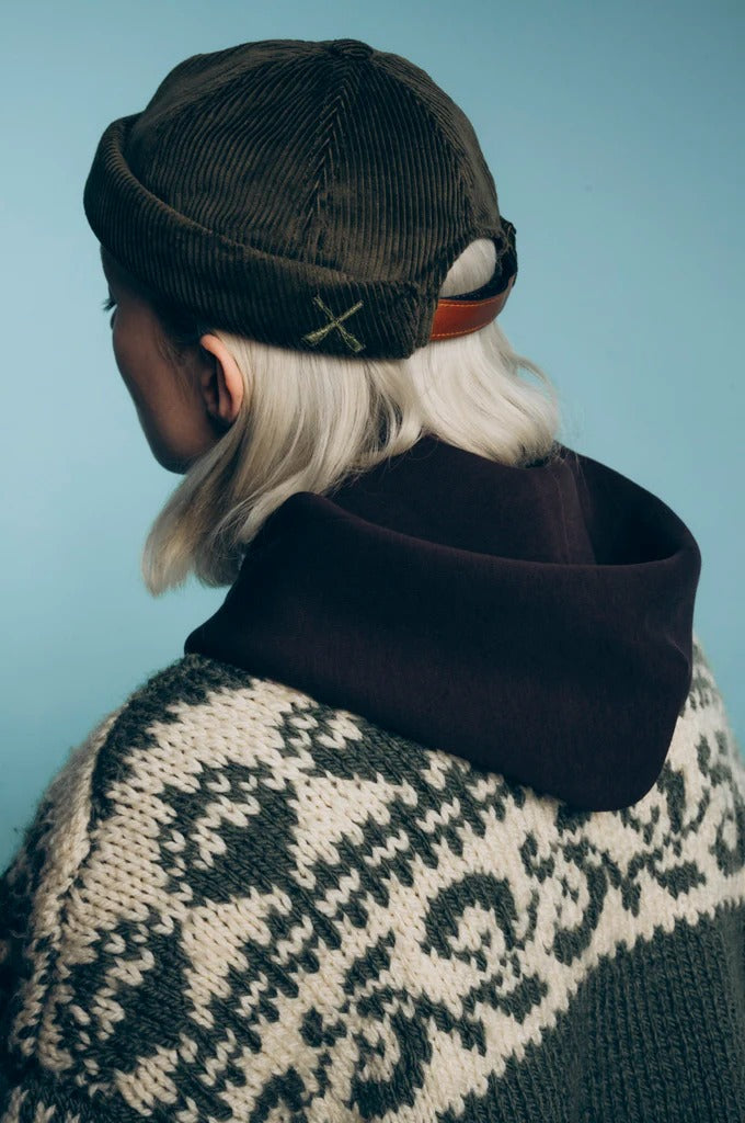 MIKI DOCKER HAT VELVET CORDUROY - OLIVE