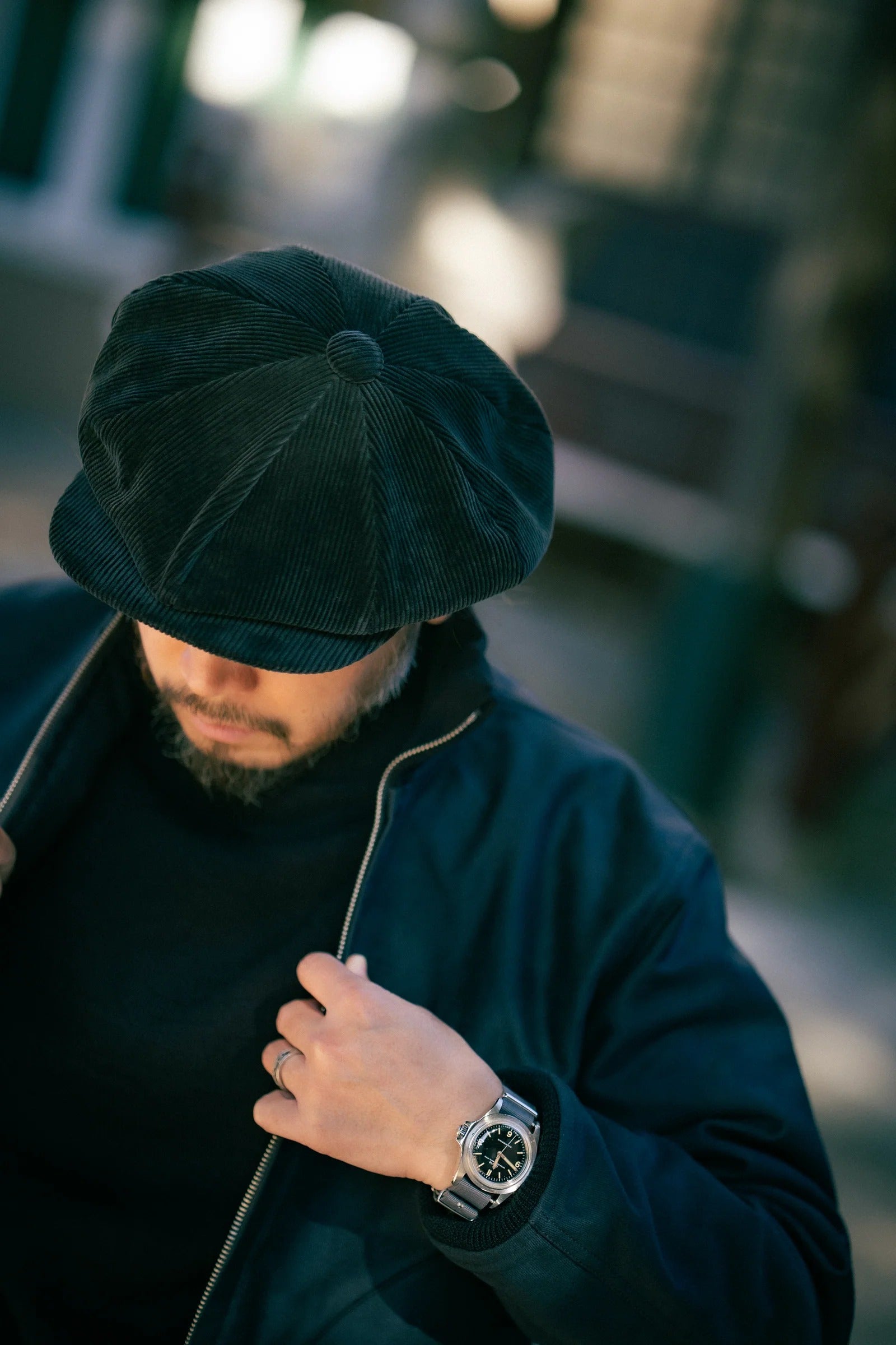 MA25106 DOUBLE DIAMOND CORDUROY NEWSBOY CAP - CHARCOAL