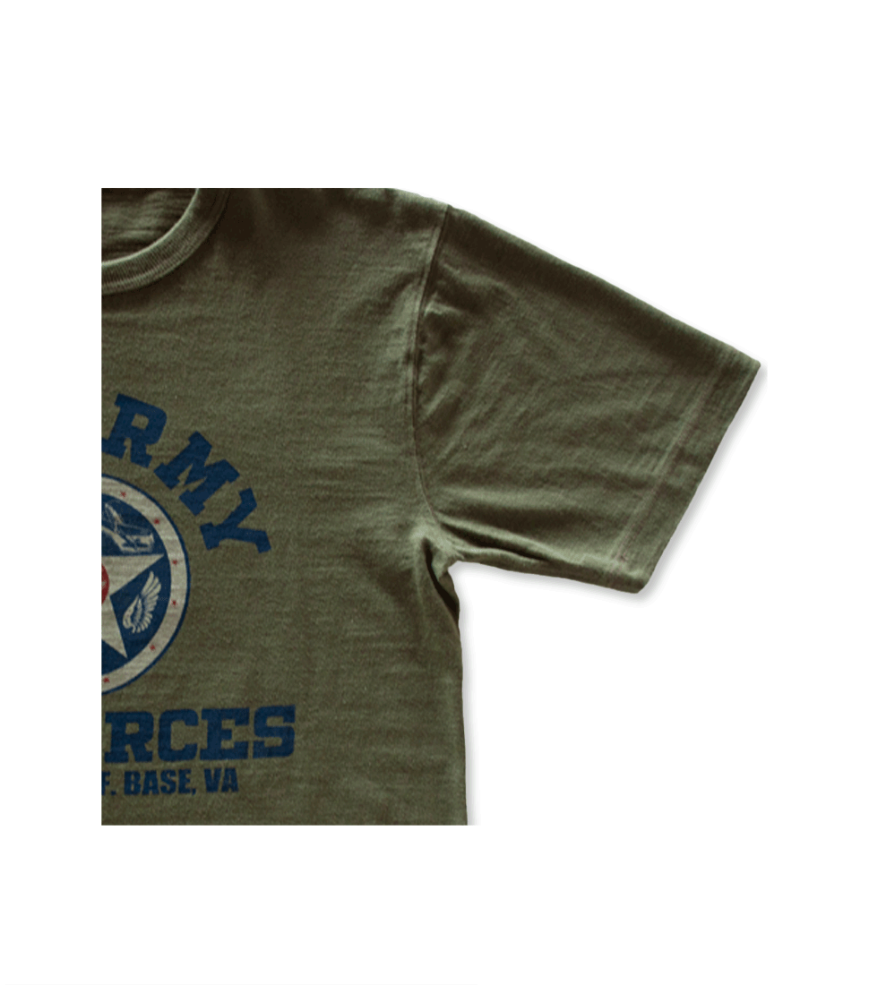 BR79559 SLUB YARN T-SHIRT U.S. ARMY AIR FORCES - OLIVE