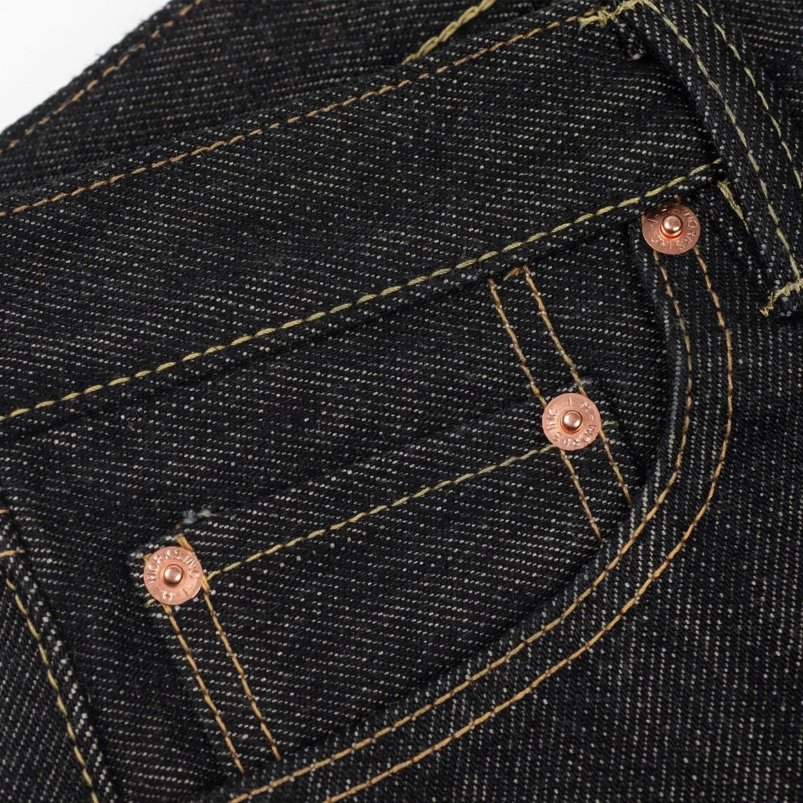 IH-634S-BK 21oz Selvedge Denim Straight Cut - BLACK