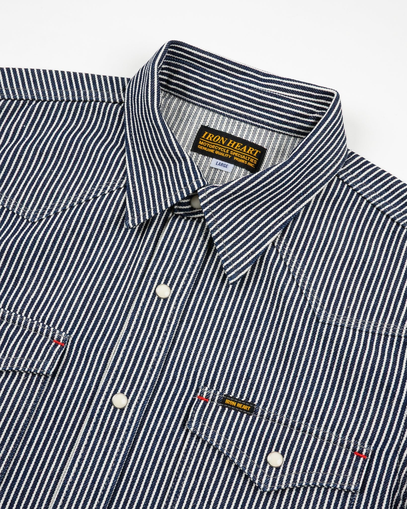 IHSH-07 12oz Hickory Stripe Western Shirt - INDIGO