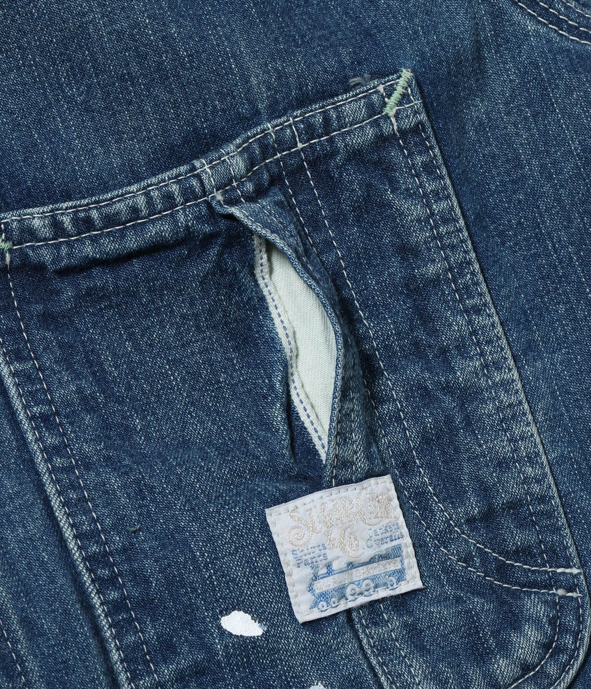 SC15708 11oz. BLUE DENIM WORK COAT AGED MODEL - INDIGO