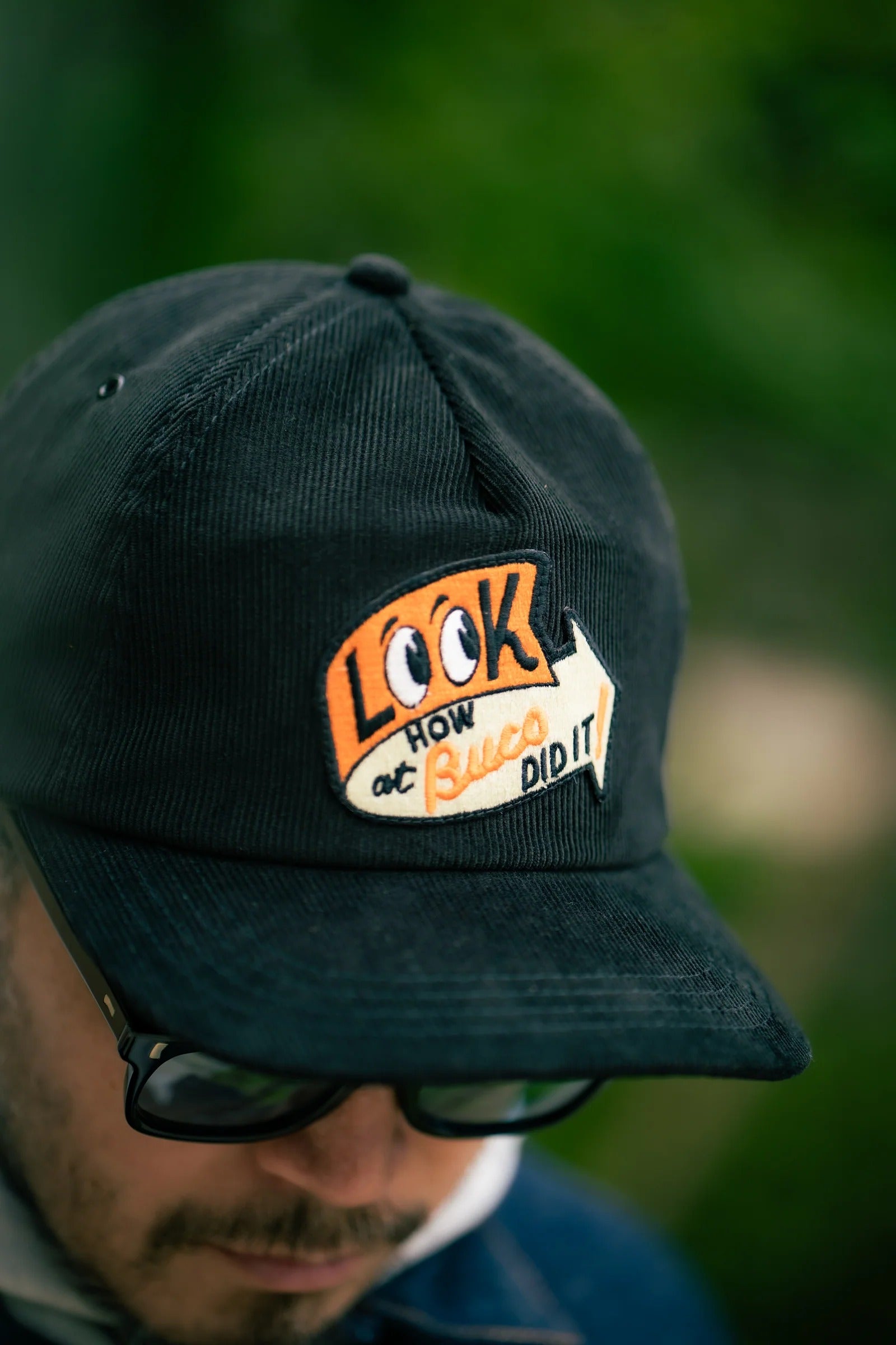 BA25106 FIVE PANEL CORDUROY CAP / LOOK AT HOW BUCO DID IT! - BLACK