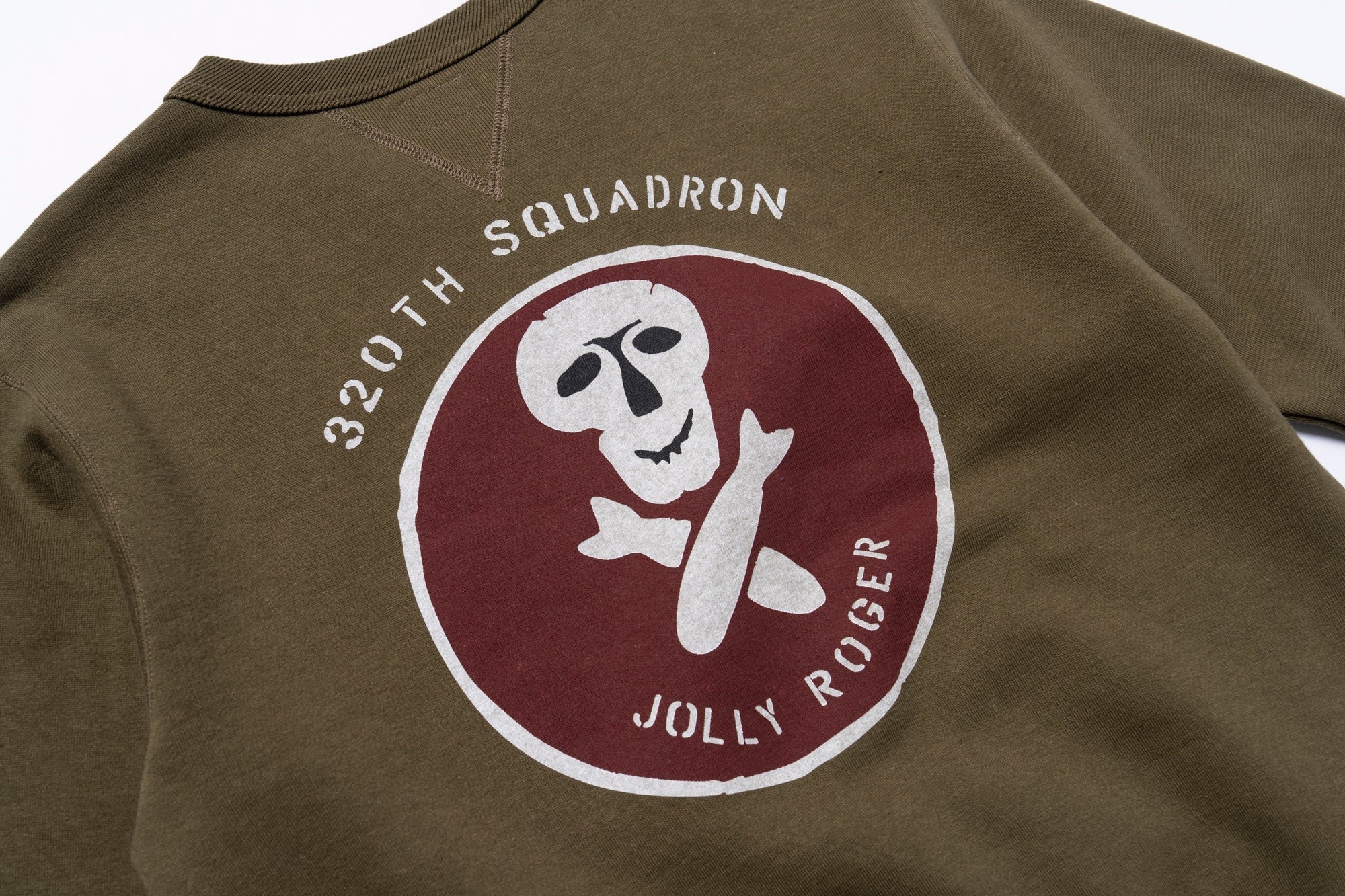 MC25120 MILITARY PRINT SWEATSHIRT / JOLLY ROGER - OLIVE
