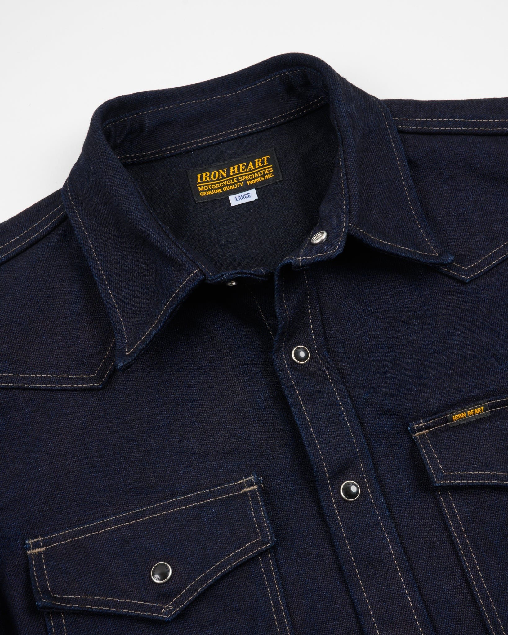 IHSH-295 14oz Selvedge Denim Western Shirt - INDIGO