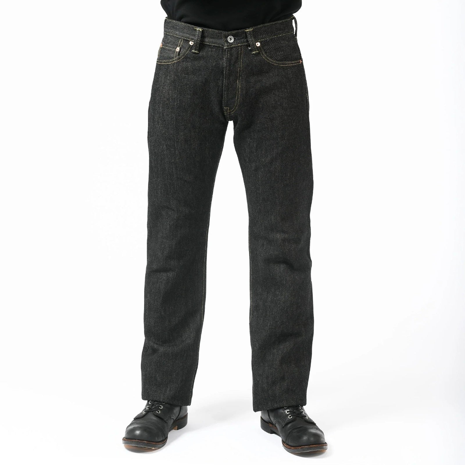 IH-634S-BK 21oz Selvedge Denim Straight Cut - BLACK