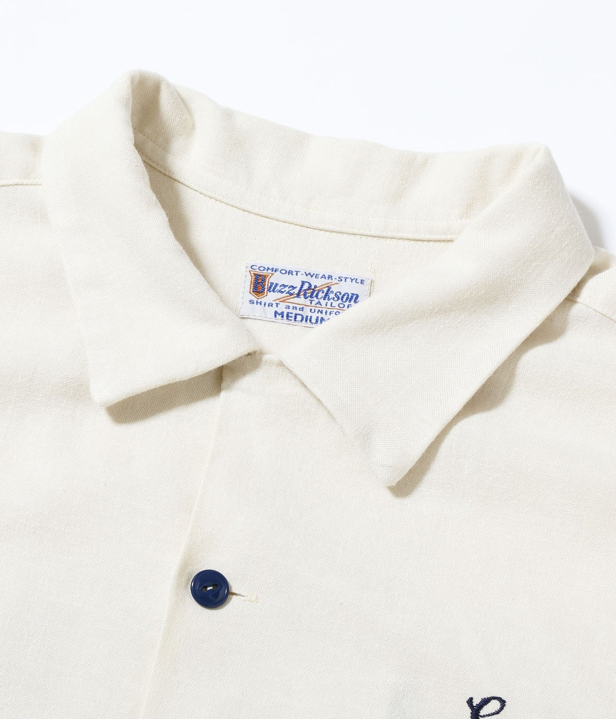 BR39510 U.S. NAVY RAYON LINEN OPEN SHIRT with CHAIN EMBROIDERED - OFF WHITE