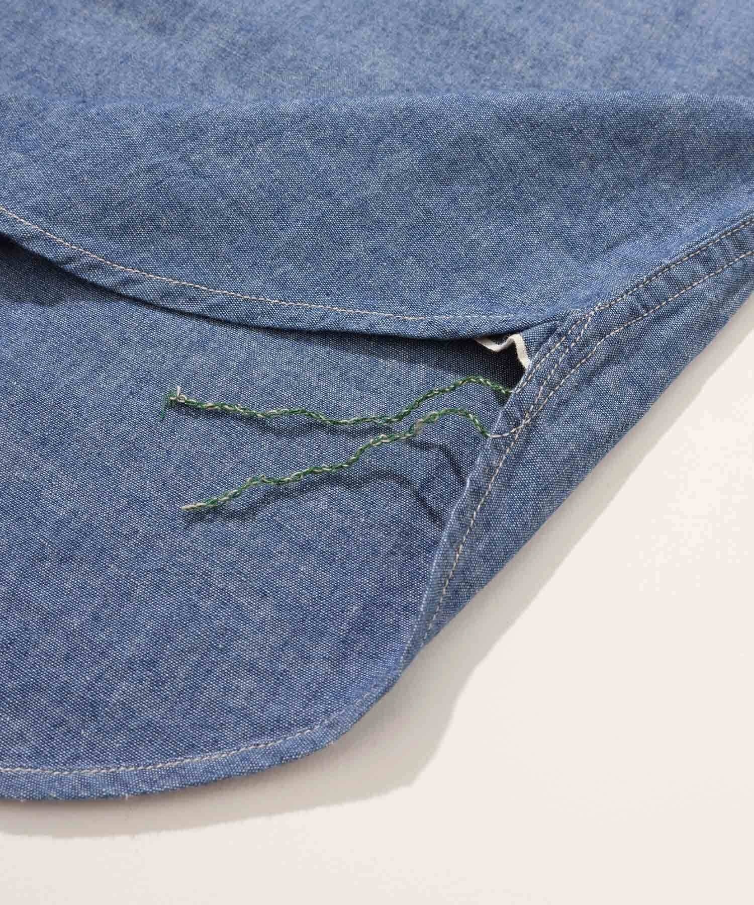 GS2529920 5OZ CHAMBRAY WORK L/S(O/WASH) - BLUE