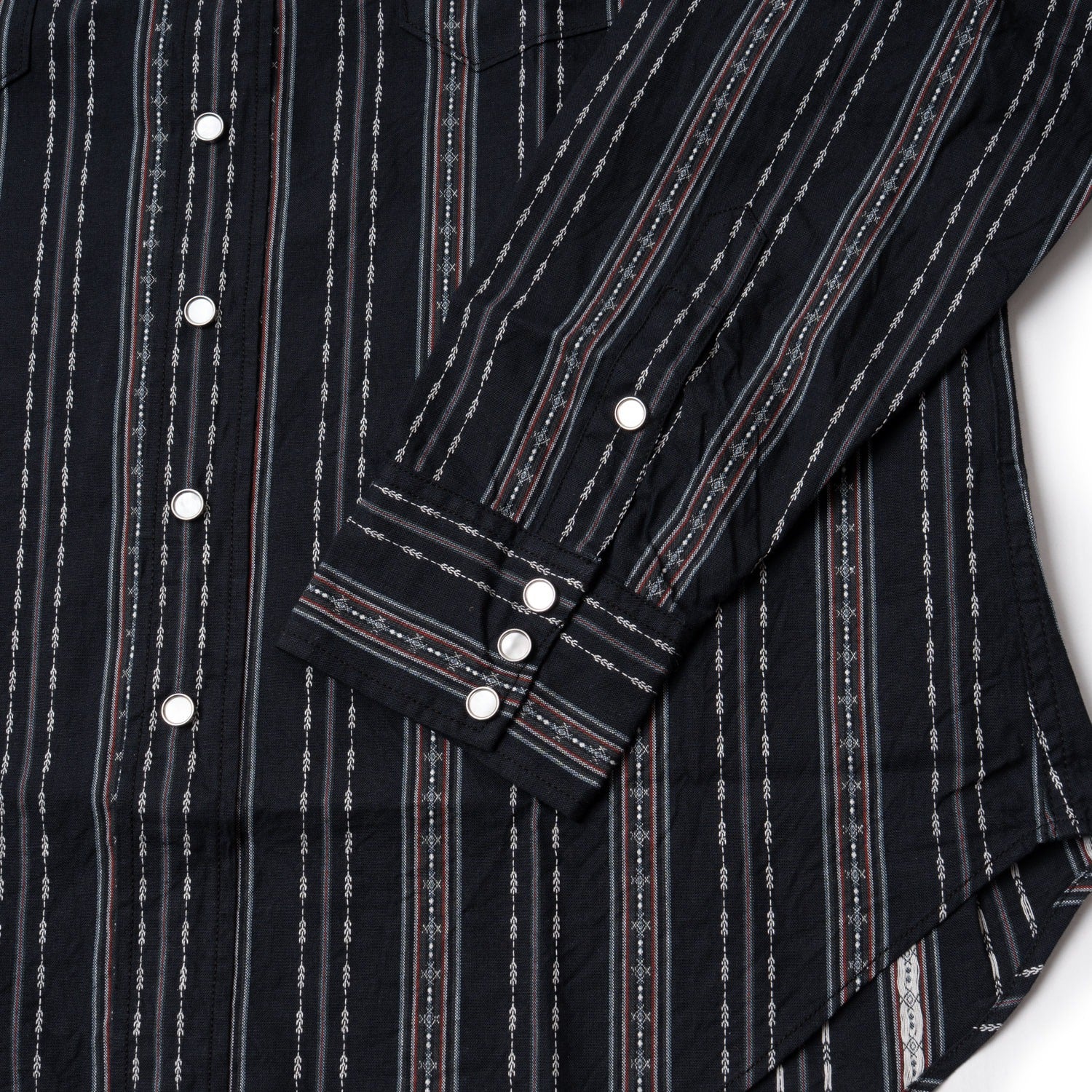 SC29462 NATIVE AMERICAN DOBBY STRIPE L/S WORK SHIRT - BLACK