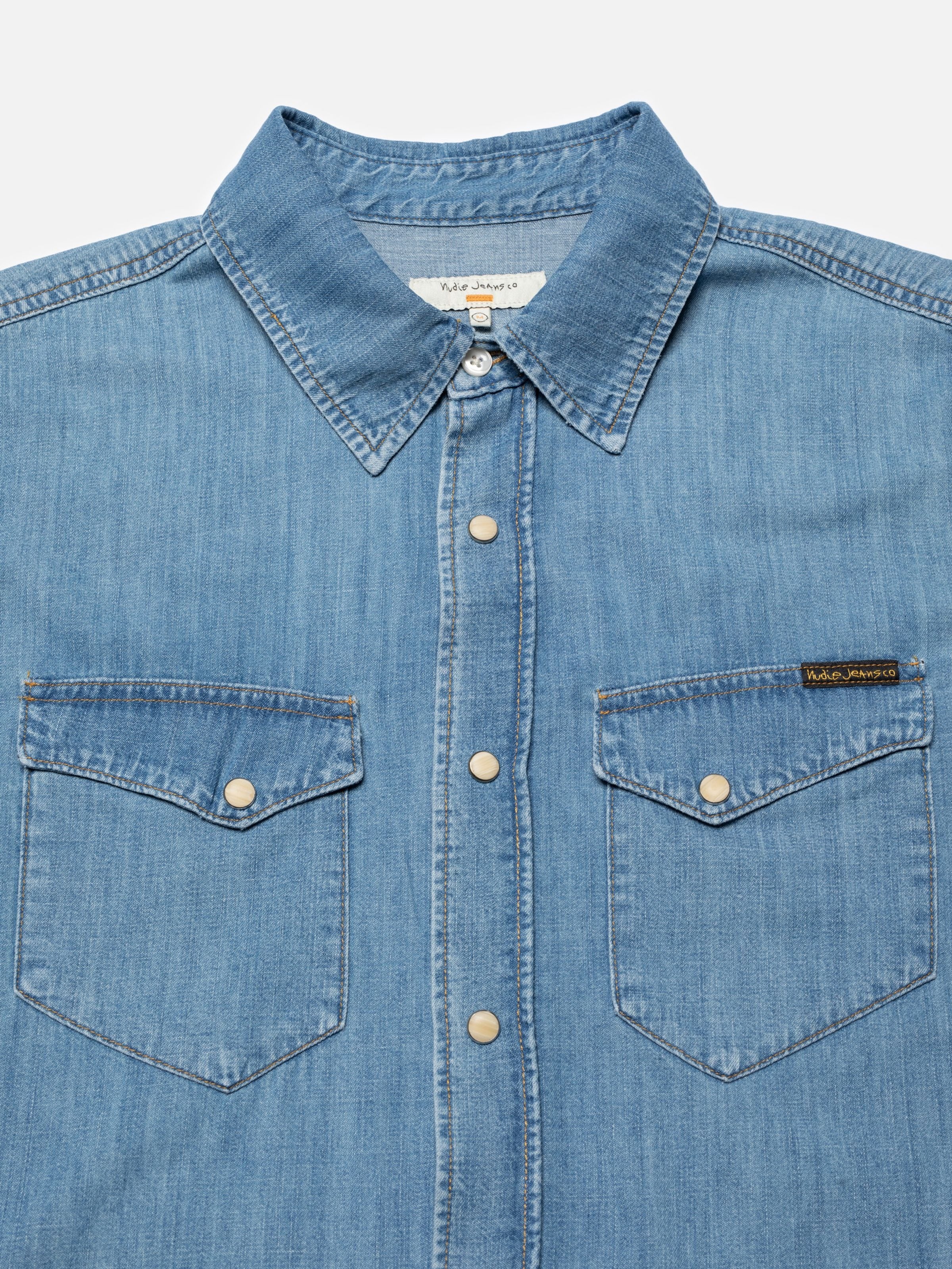 Gunnar Light Used Denim Shirt - Light Blue