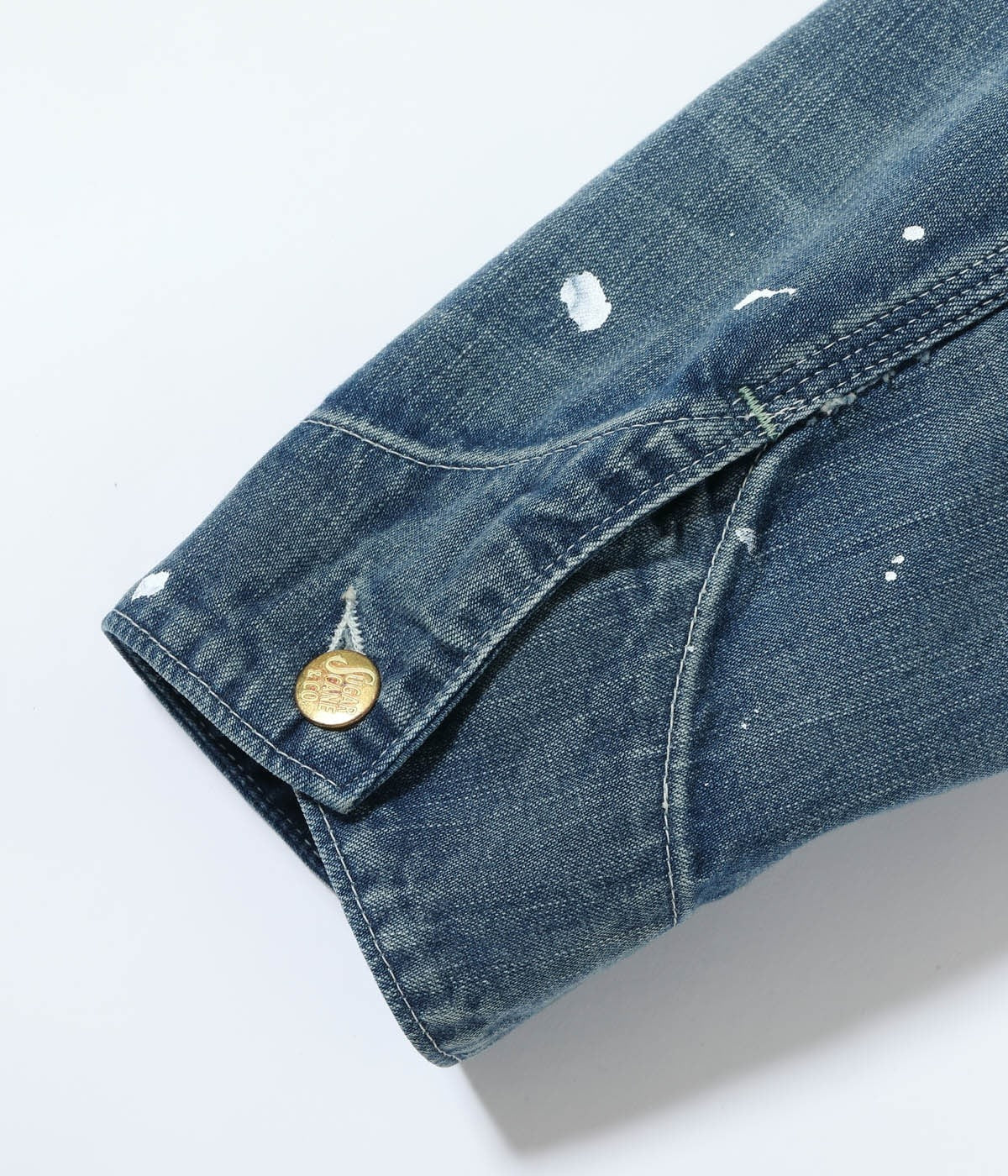 SC15708 11oz. BLUE DENIM WORK COAT AGED MODEL - INDIGO