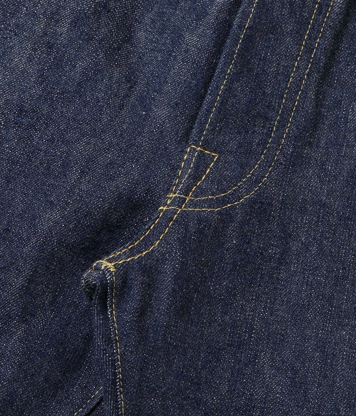 SC49001 SUGAR CANE Super “Denim” Collectibles #01 14oz. BLUE DENIM WAIST OVERALLS “S1945” MODEL - INDIGO