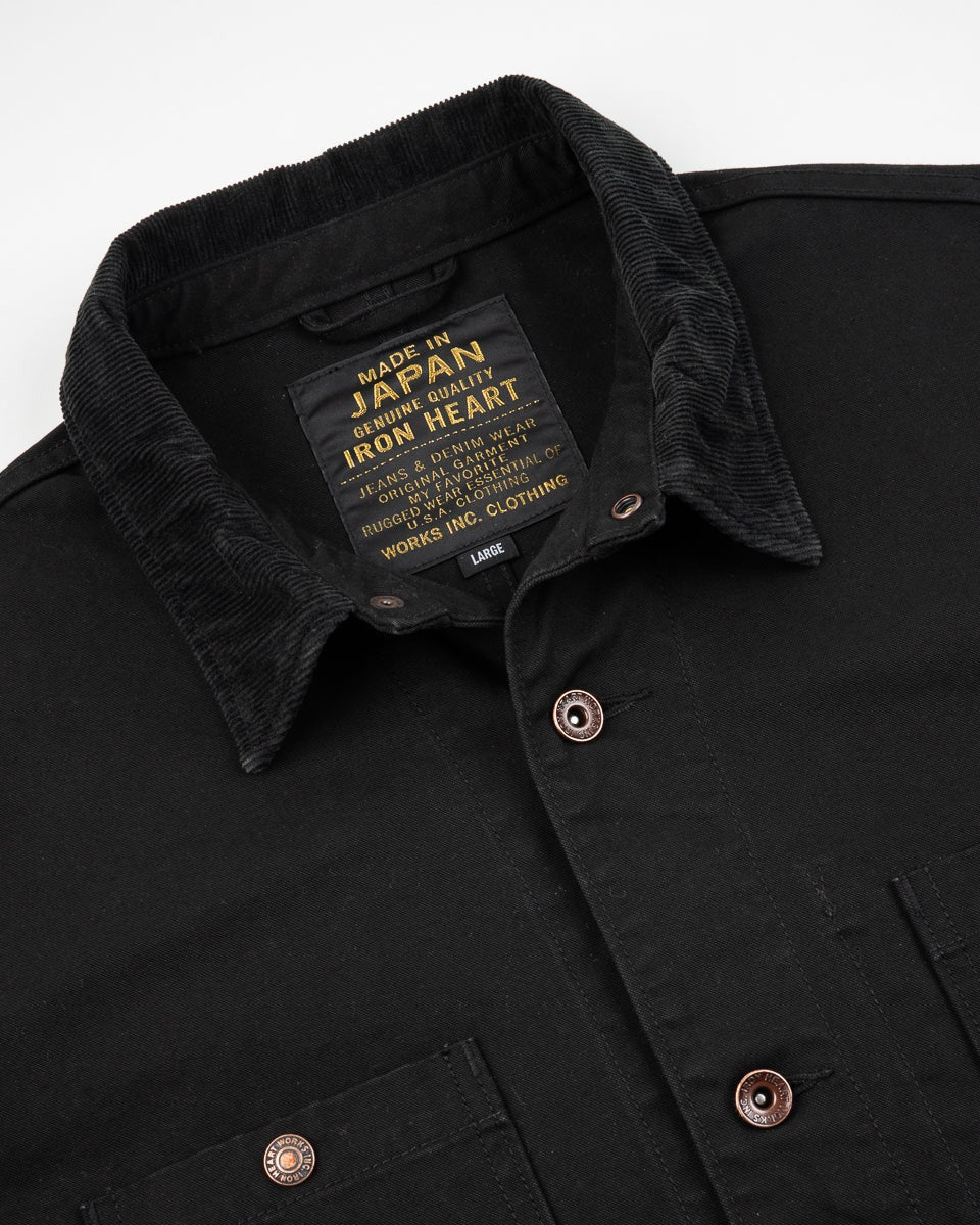 IHJ-148-BLK 10OZ KURASHIKIZOME® ORGANIC COTTON DUCK CHORE JACKET - BLACK