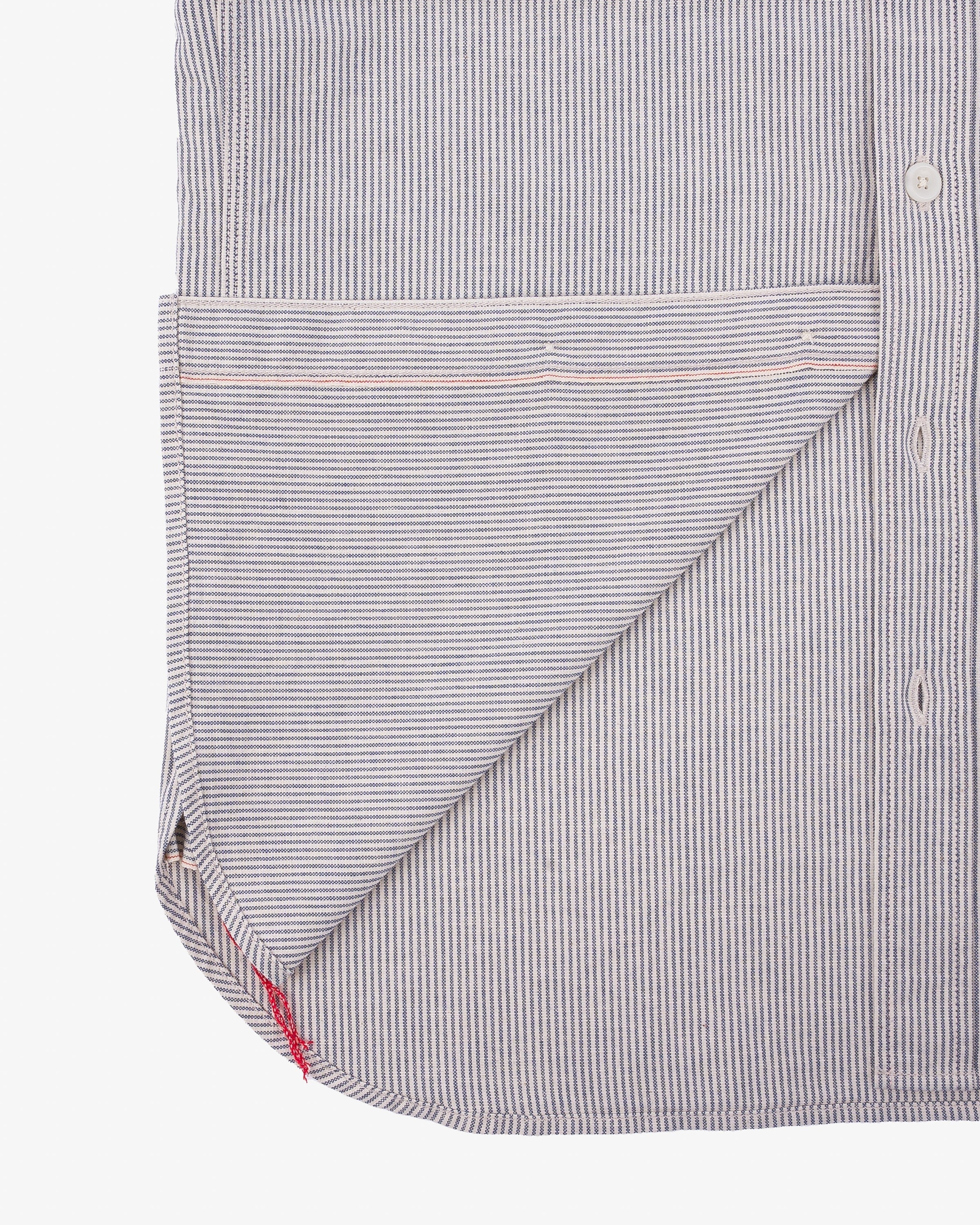 IHSH-420 5oz Selvedge Ox Cloth Short Sleeved Work Shirt - HICKORY STRIPE