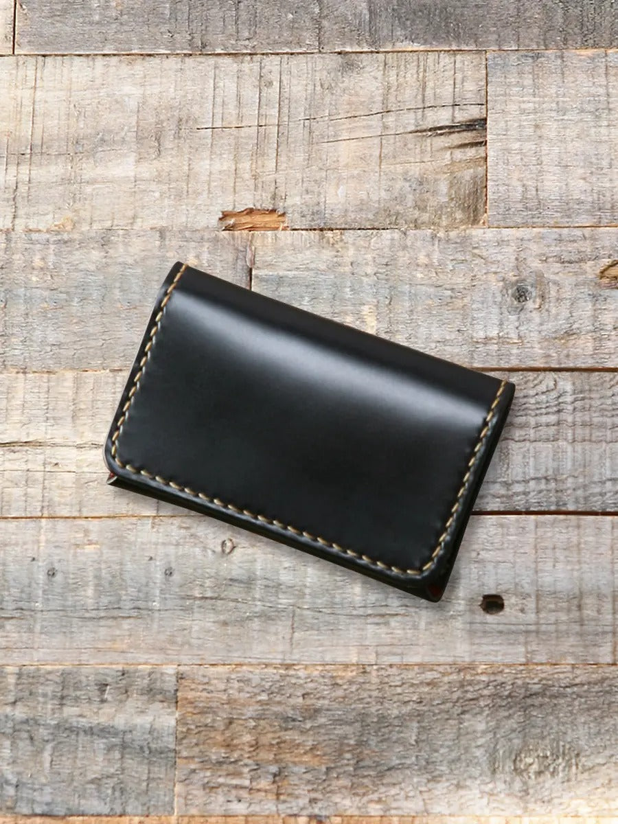 FN-C4C4-3 CORDOVAN CARD CASE - BLACK