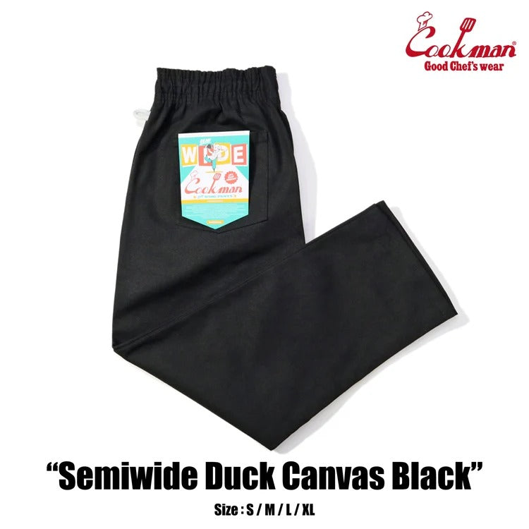CHEF PANTS SEMIWIDE DUCK CANVAS - BLACK