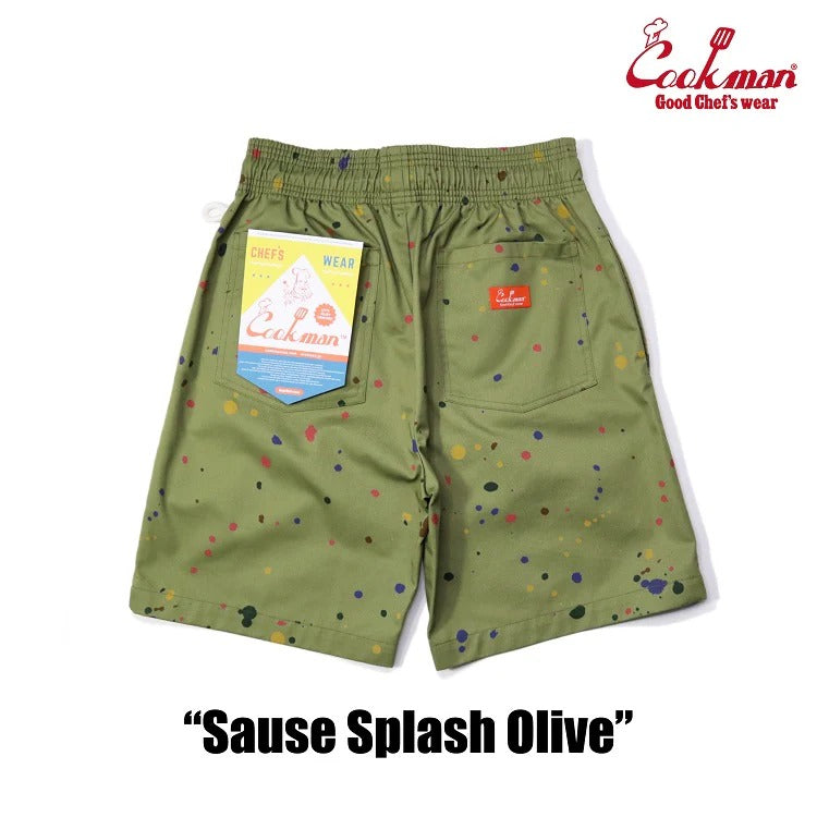 CHEF SHORT PANTS SAUCE SPLASH - OLIVE GREEN