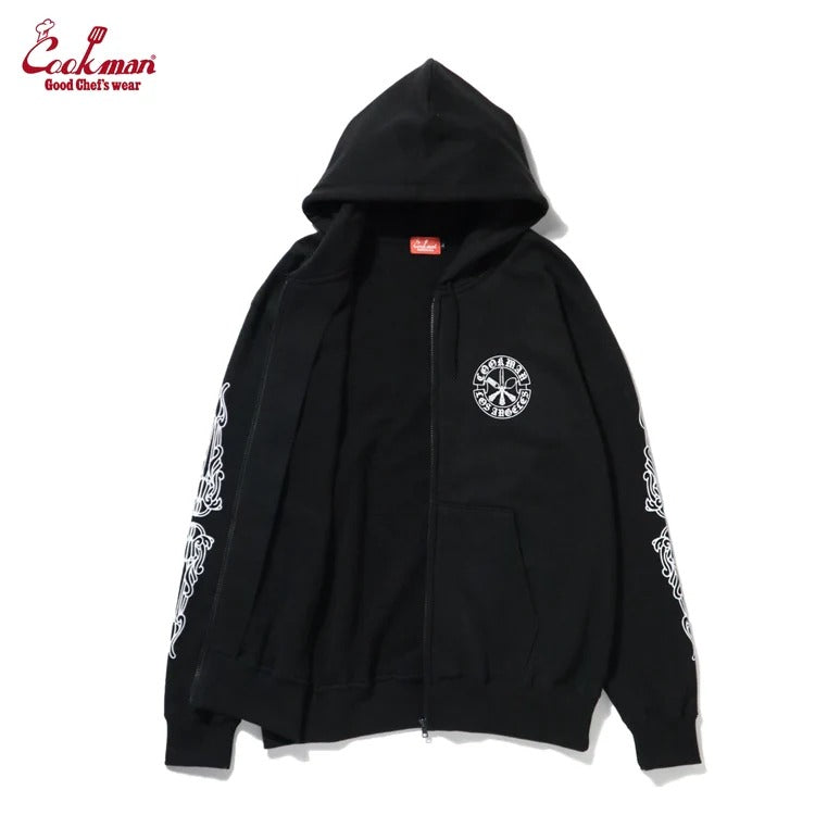 ZIP UP HOODIE CUTLERY - BLACK