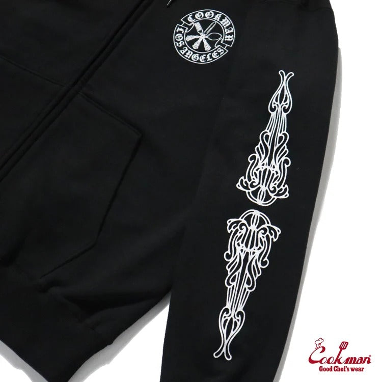 ZIP UP HOODIE CUTLERY - BLACK