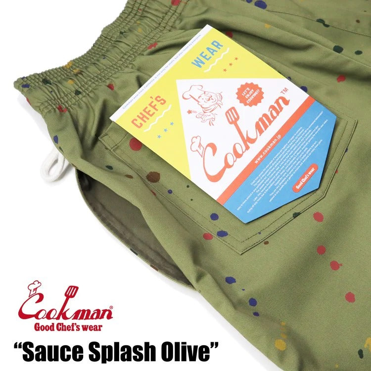 CHEF SHORT PANTS SAUCE SPLASH - OLIVE GREEN
