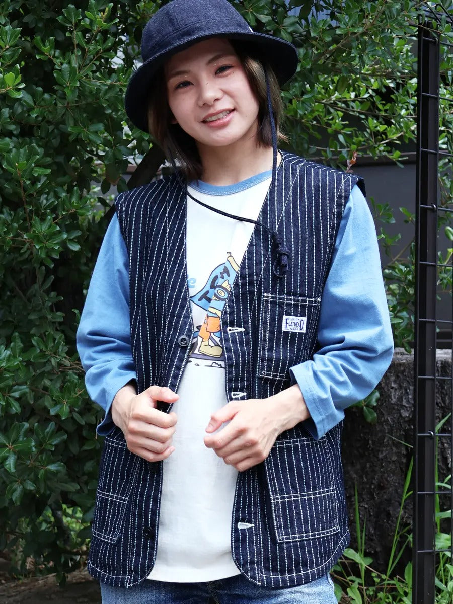 FN-MVD-702 VEST 10oz DENIM WABASH WORK - INDIGO