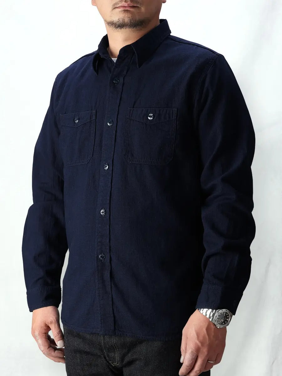 FN-SCK-009L INDIGO DOBBY WORK SHIRT - INDIGO