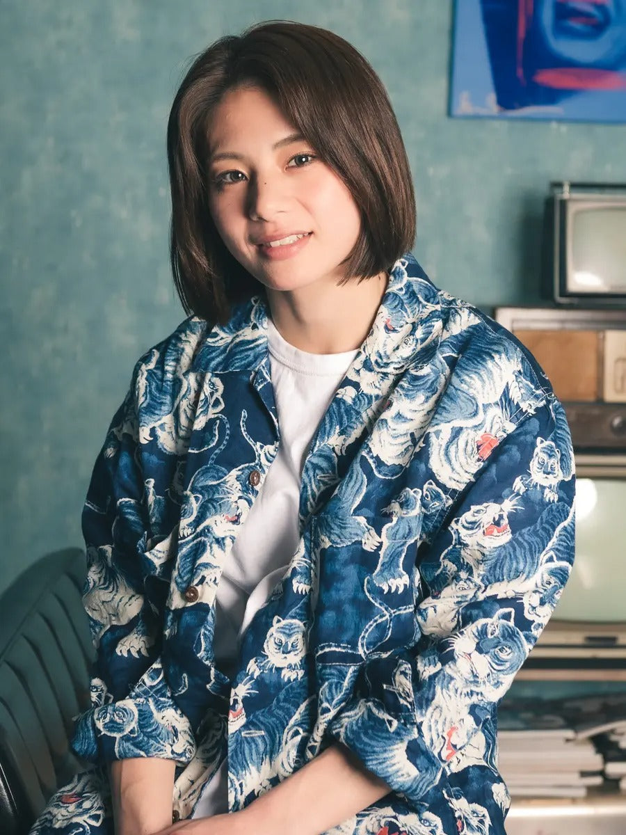 FN-SCR-017L LINEN SHIRTS - " HYAKUTORA" - INDIGO