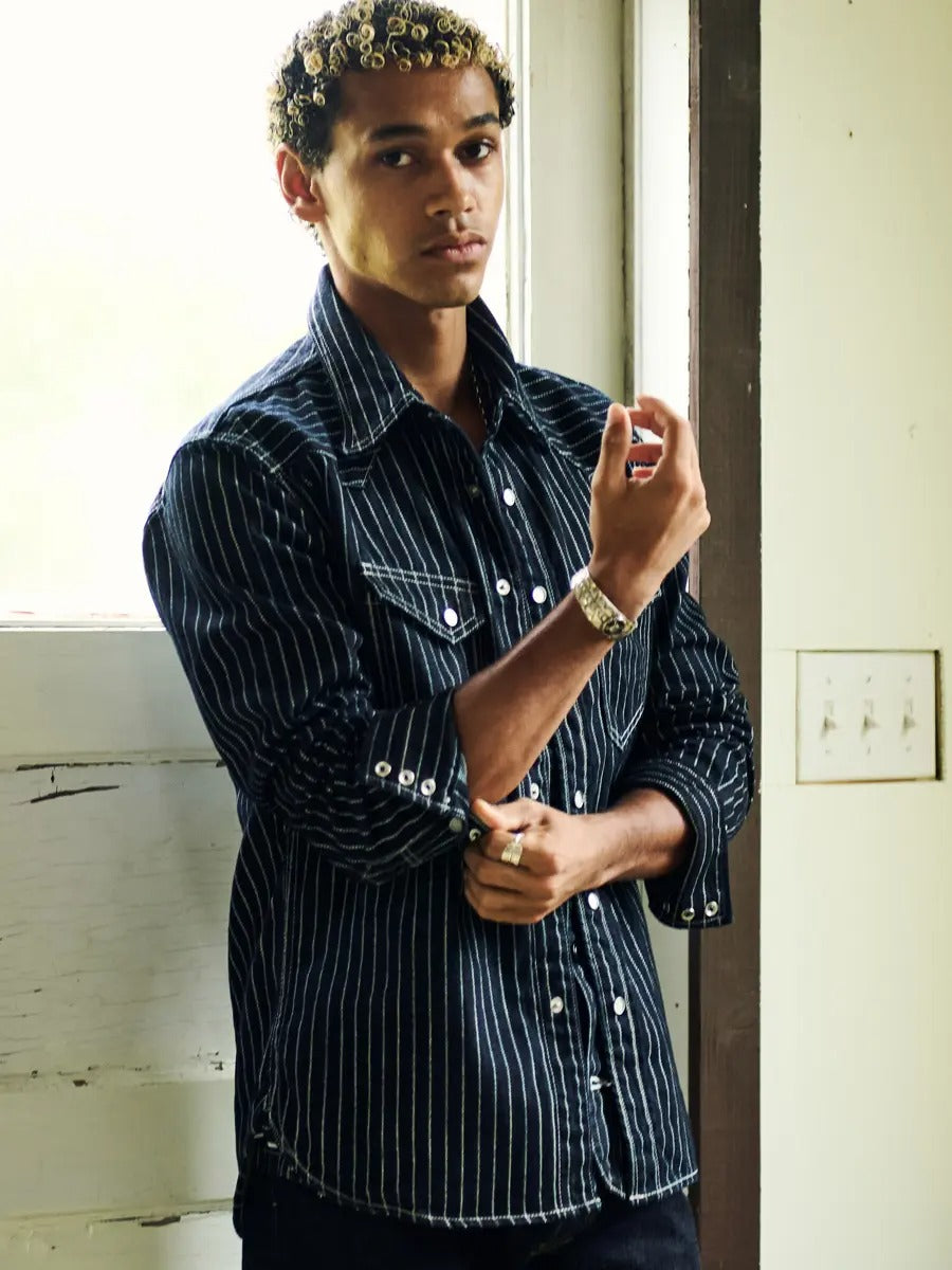 FN-SDW-701L 10ozDENIM WABASH WESTERN SHIRT - INDIGO