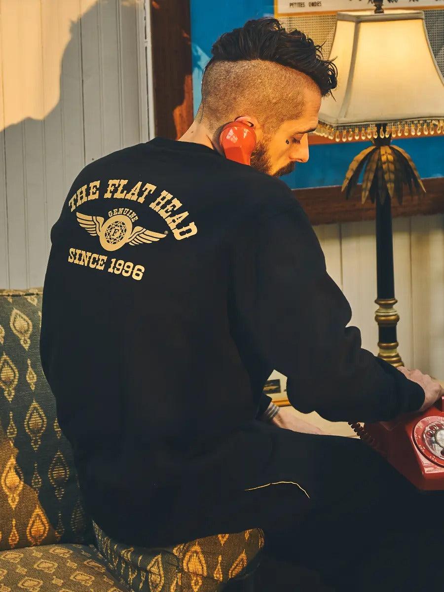 FN-SWC-101 SWEATSHIRT - FLYING WHEEL - BLACK