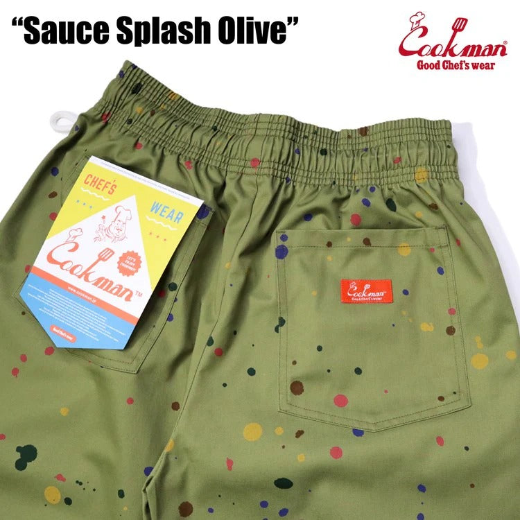 CHEF SHORT PANTS SAUCE SPLASH - OLIVE GREEN