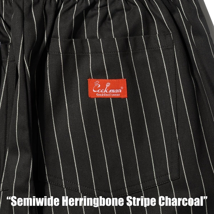 CHEF PANTS SEMIWIDE HERRINGBONE STRIPE - CHARCOAL