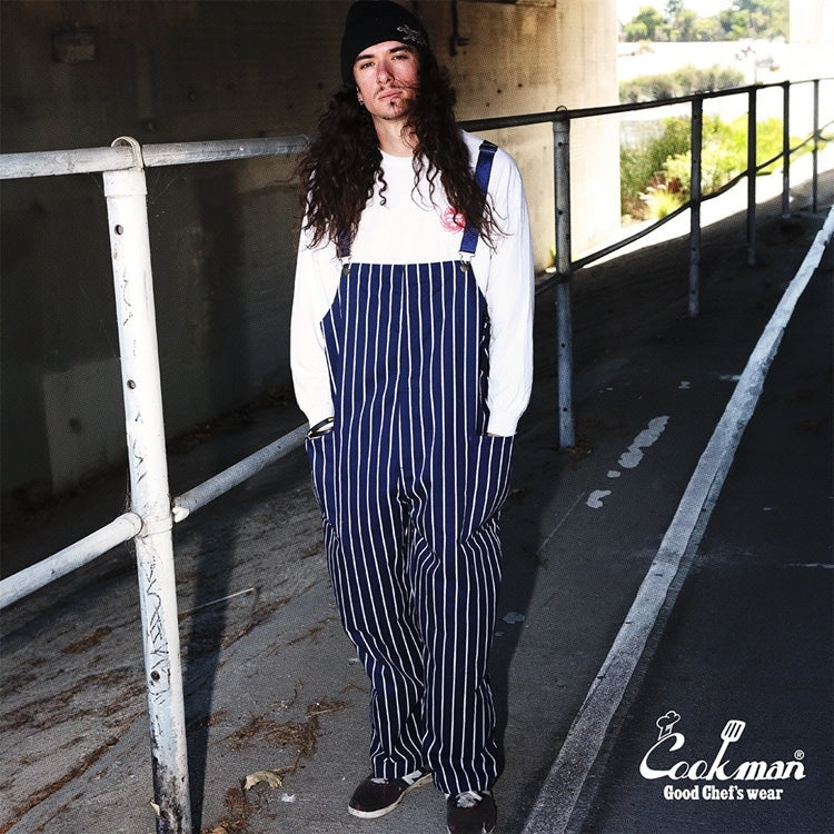 FISHERMAN'S BIB OVERALL STRIPE - NAVY