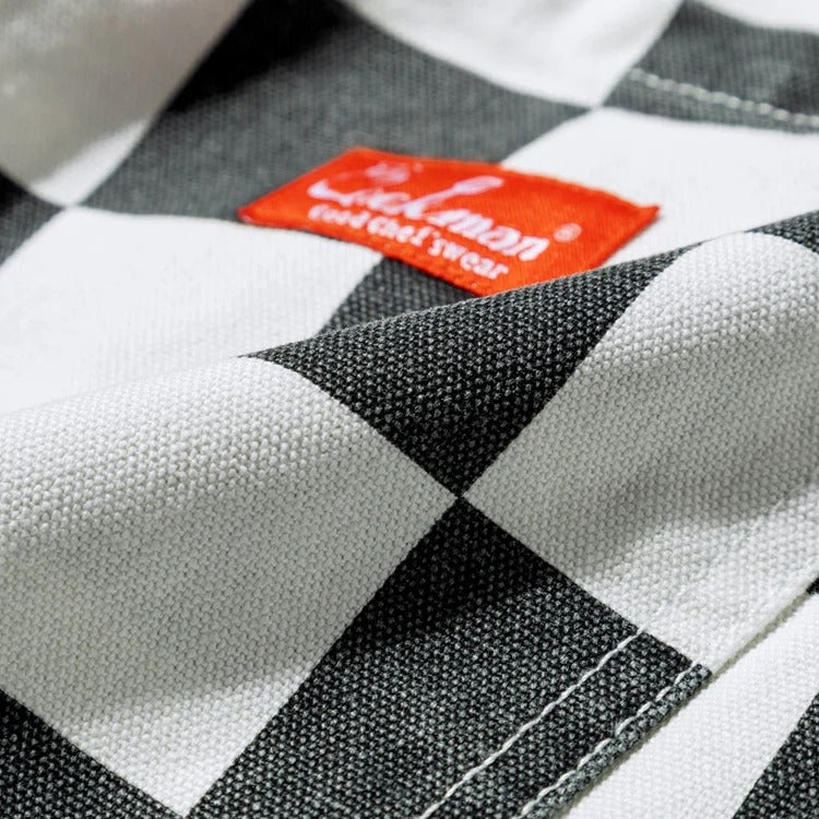 CHEF PANTS SEMIWIDE WASHED DUCK CANVAS CHECKER - BLACK