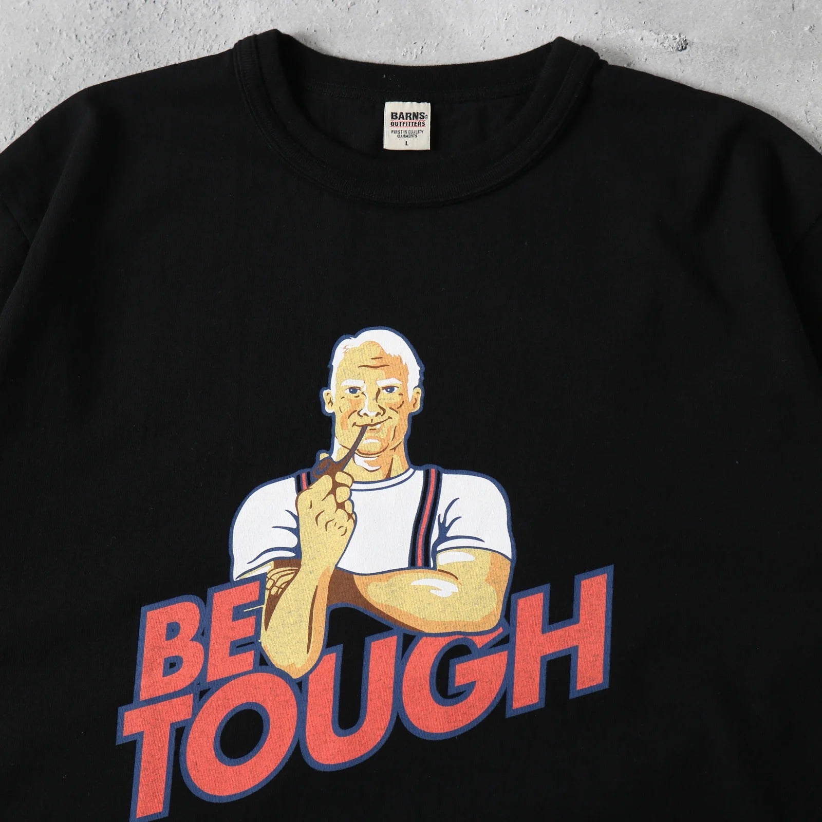 BR-25148 STANDARD 18/-OE Tough neck S/S Print T-shirt (BE TOUGH) - BLACK