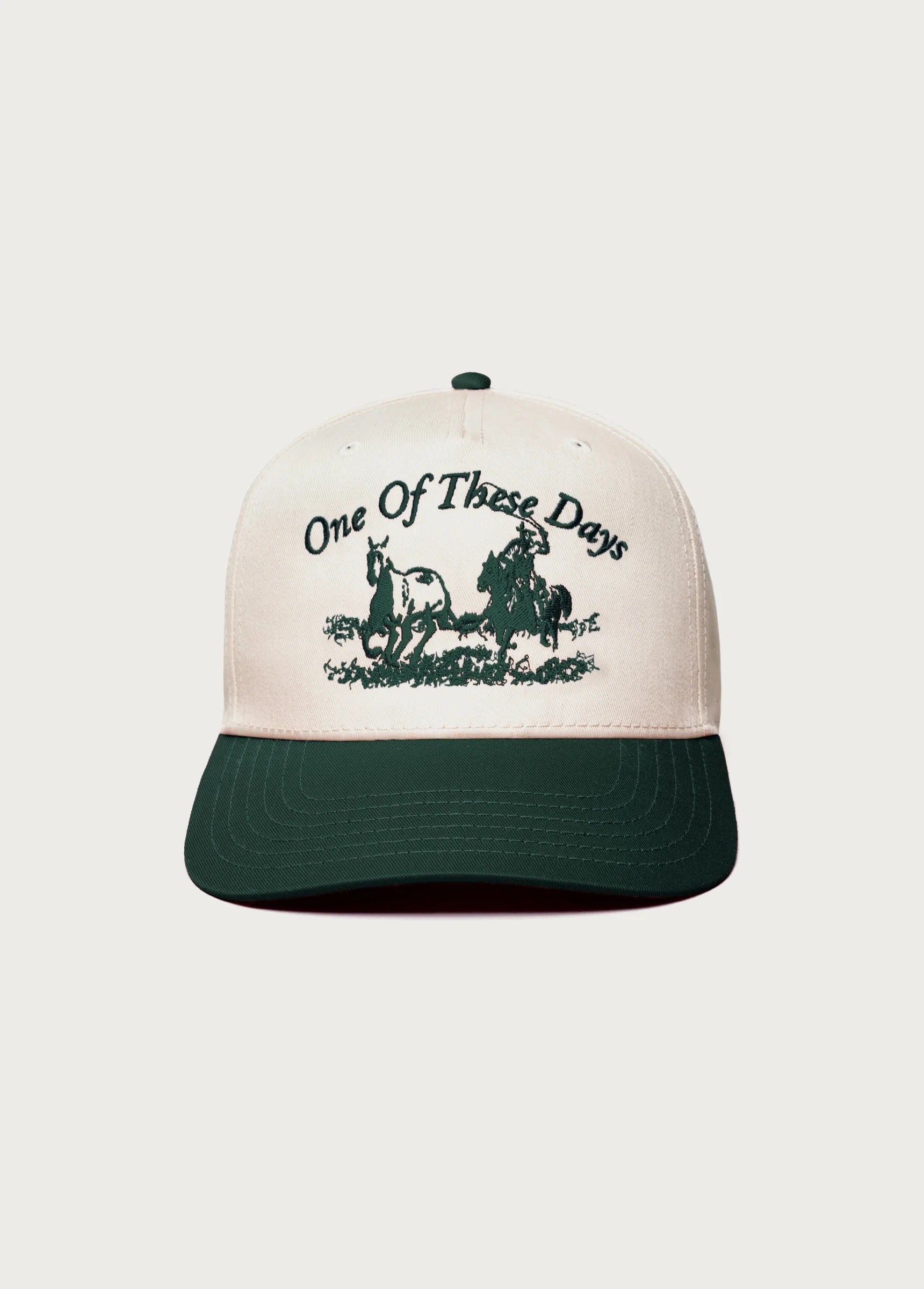 JUST FOR A MOMENT 5 PANEL HAT - GREEN/NATURAL