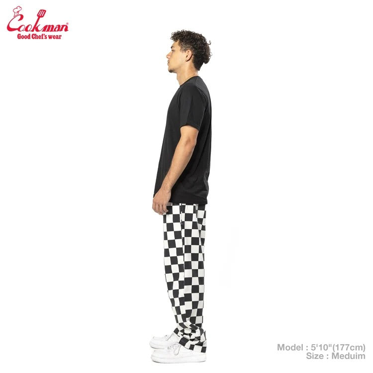 CHEF PANTS SEMIWIDE WASHED DUCK CANVAS CHECKER - BLACK