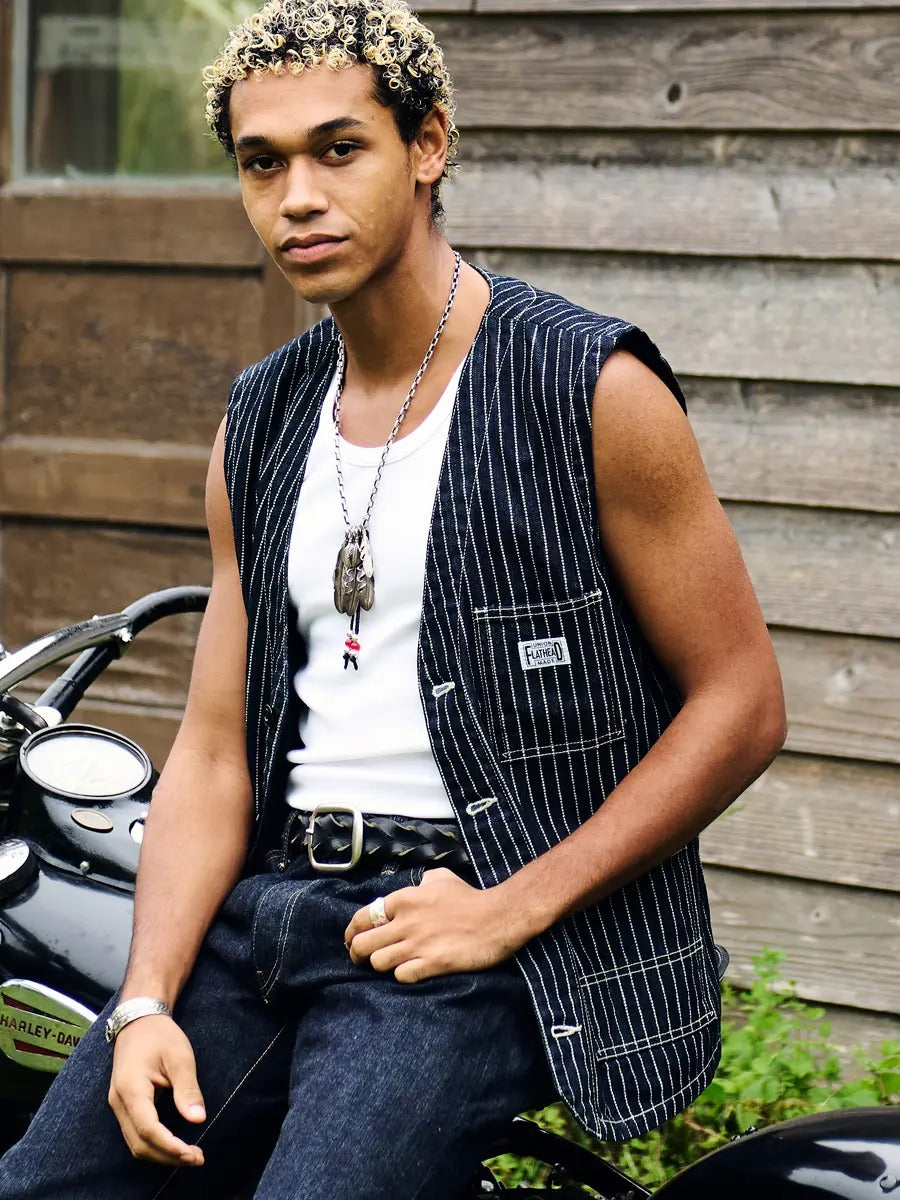 FN-MVD-702 VEST 10oz DENIM WABASH WORK - INDIGO