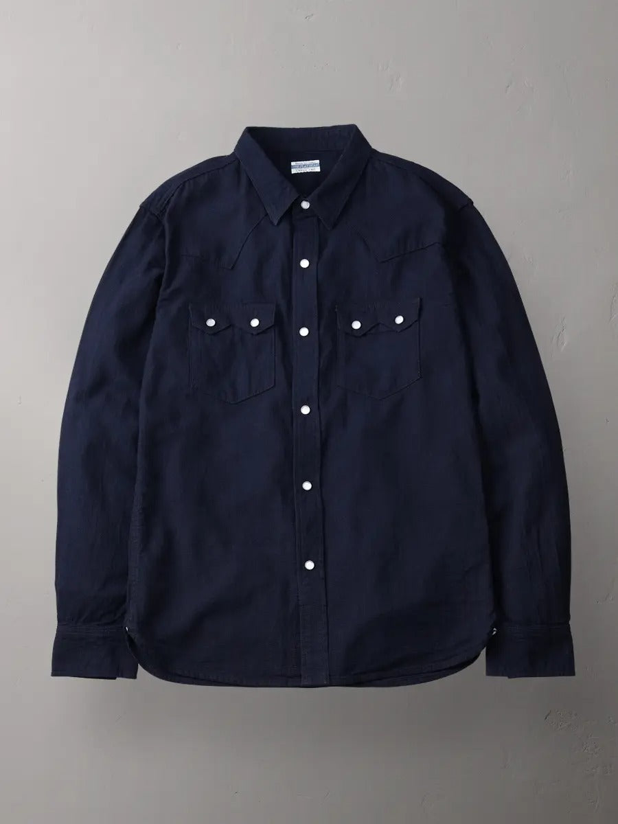 FN-SCW-002L INDIGO DOBBY WESTERN SHIRT - INDIGO