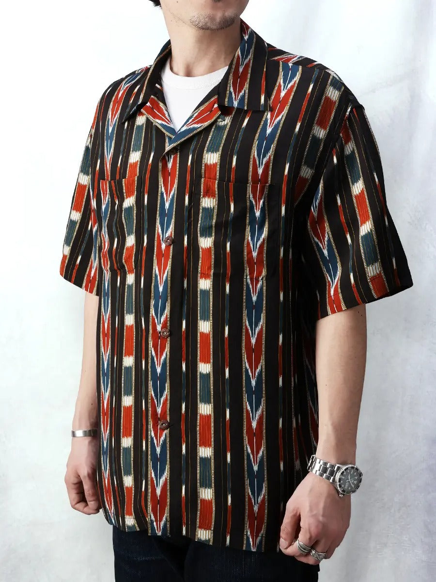 FN-SHO-005S NATIVE BORDER RAYON SHIRT - BLACK