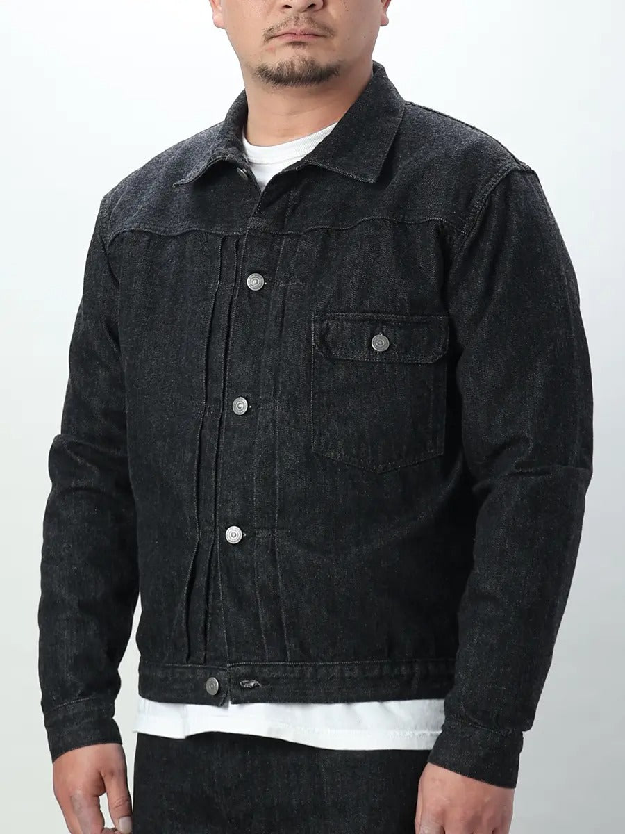 FN-OJ-DB001 JACKET 12.5oz BLACK DENIM 40's - BLACK
