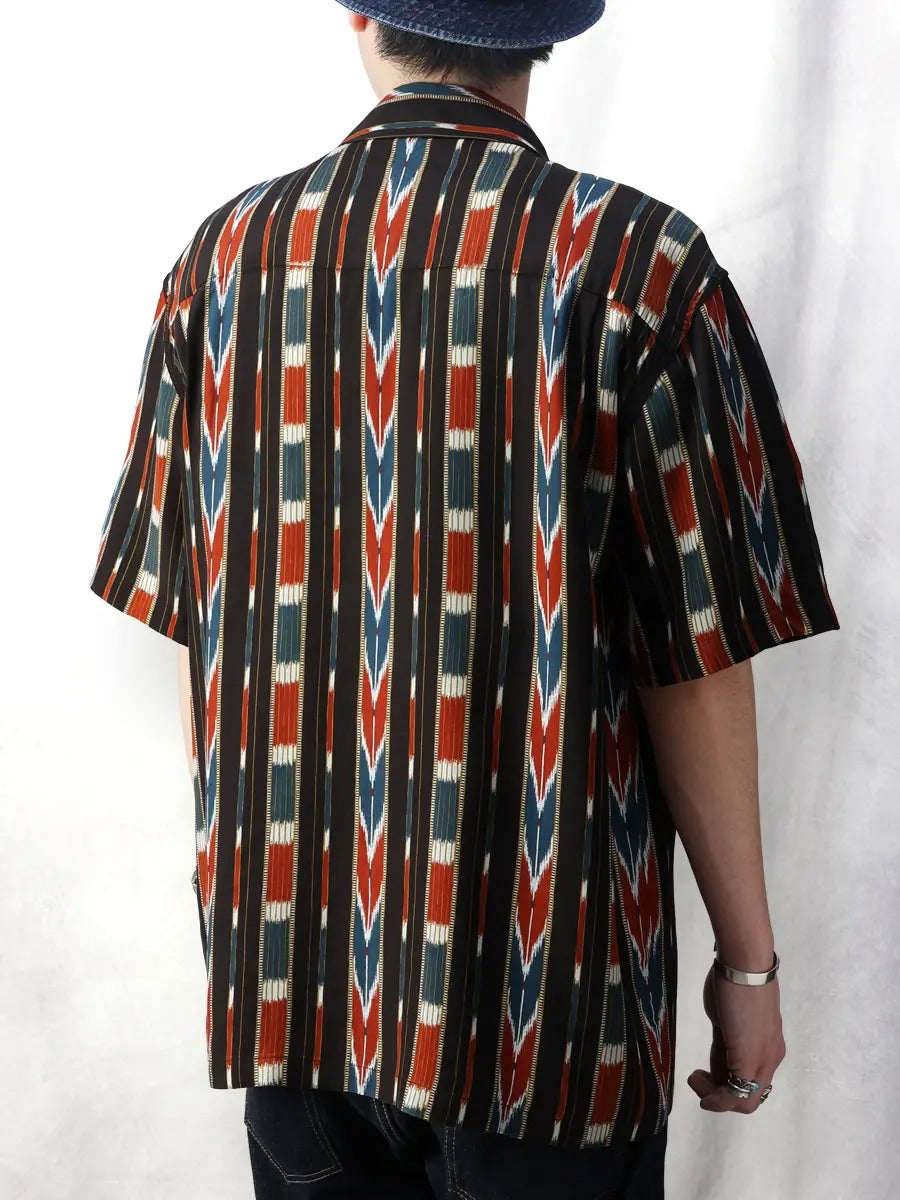 FN-SHO-005S NATIVE BORDER RAYON SHIRT - BLACK